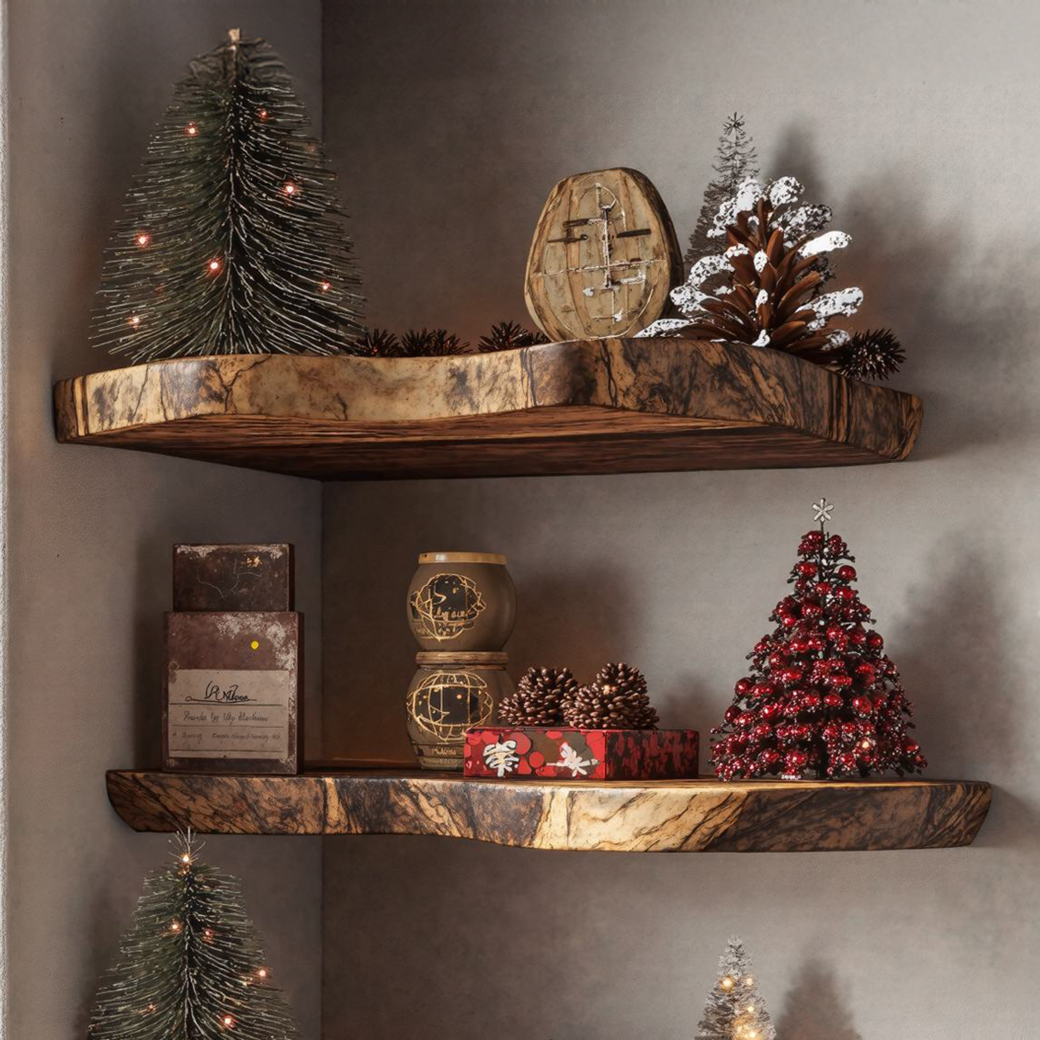 Wooden Corner Shelves Wall Shelf Xmas Decor SILDTCN043