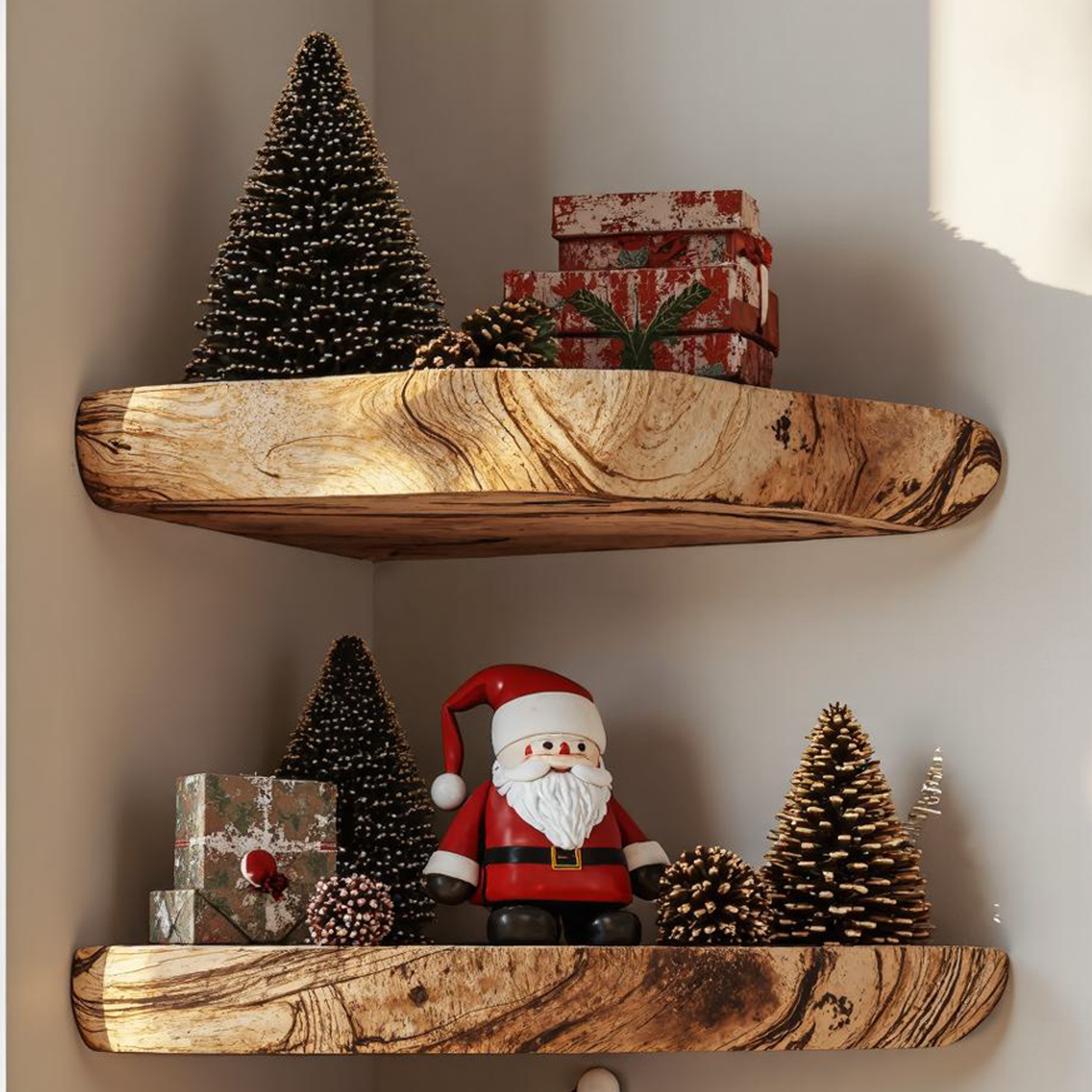 Rustic Xmas Corner Shelves Floating Corner Shelf SILDTCN040