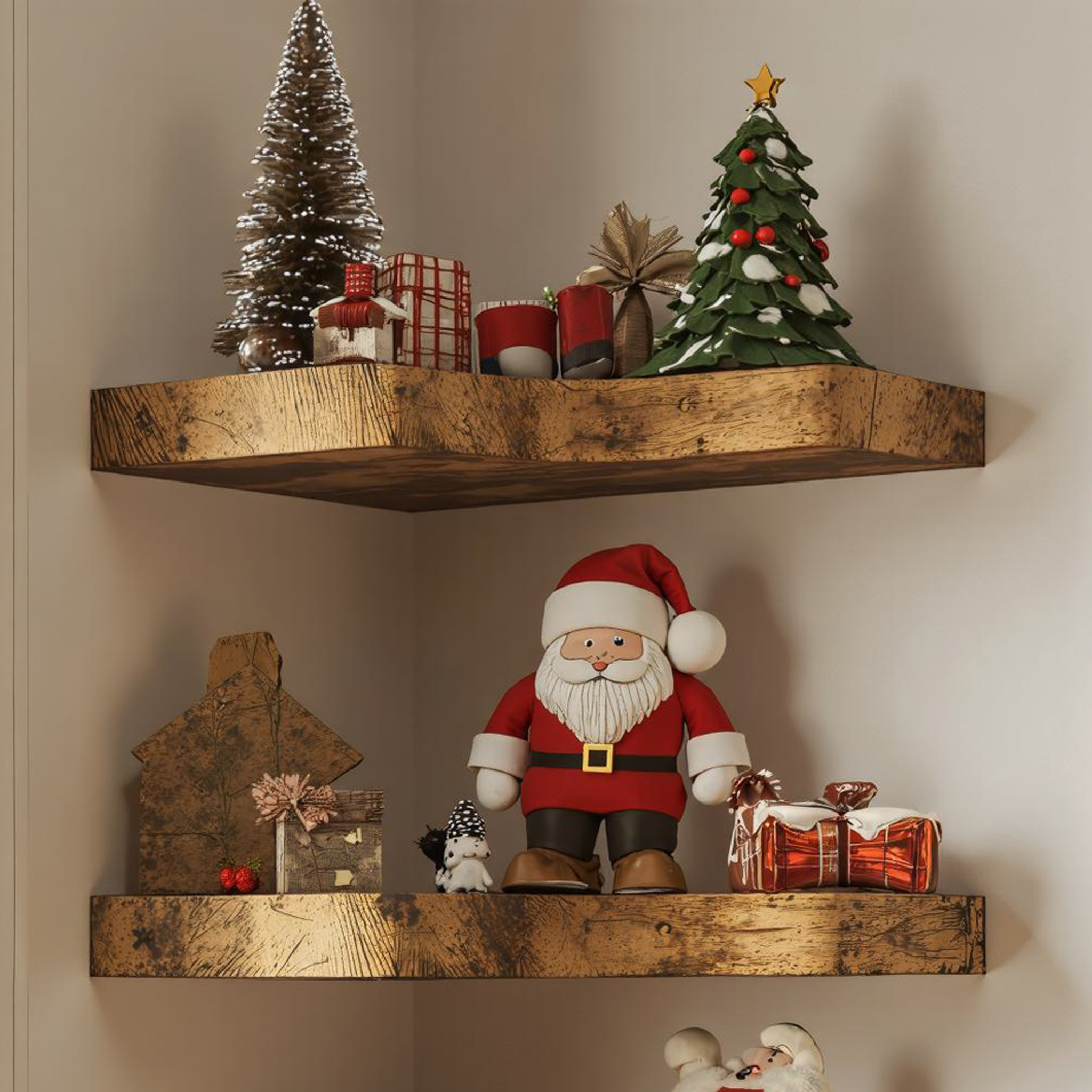 Floating Xmas Corner Shelves Wooden Shelves SILDTCN036