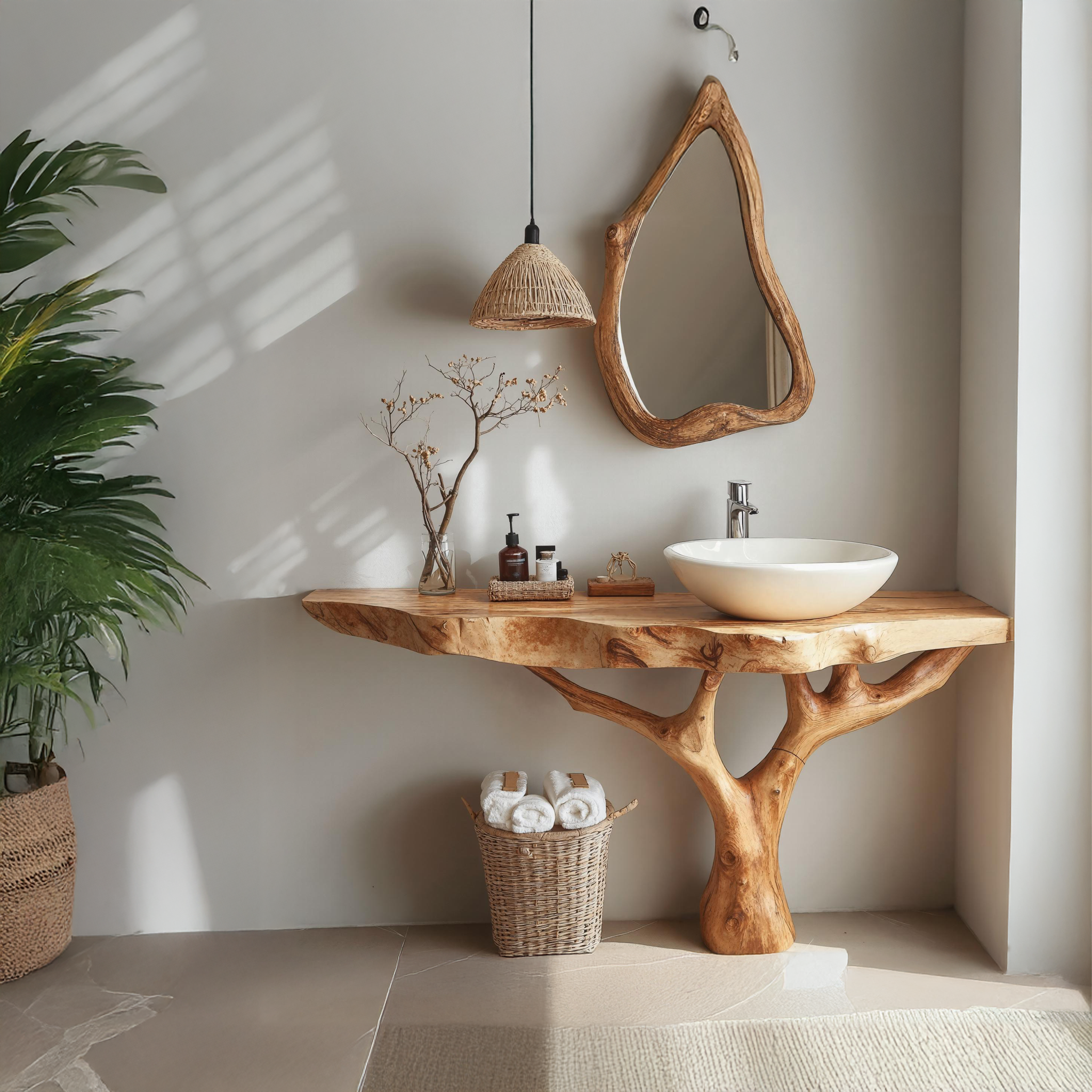 Floating Wood Bathroom Vanity With Vessel Sink For Sleek Interiors SILDTBRV157