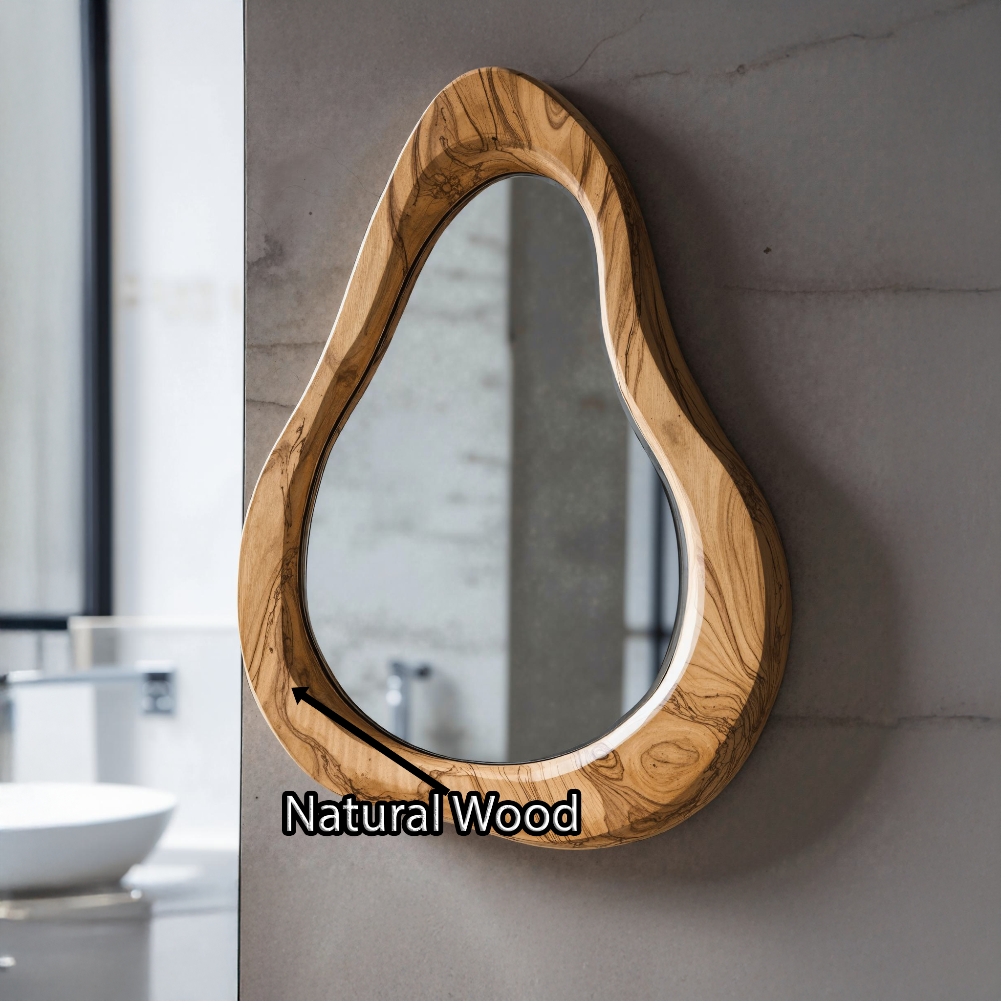 Wooden Irregular Mirror Asymmetrical Mirror SILDTMI014