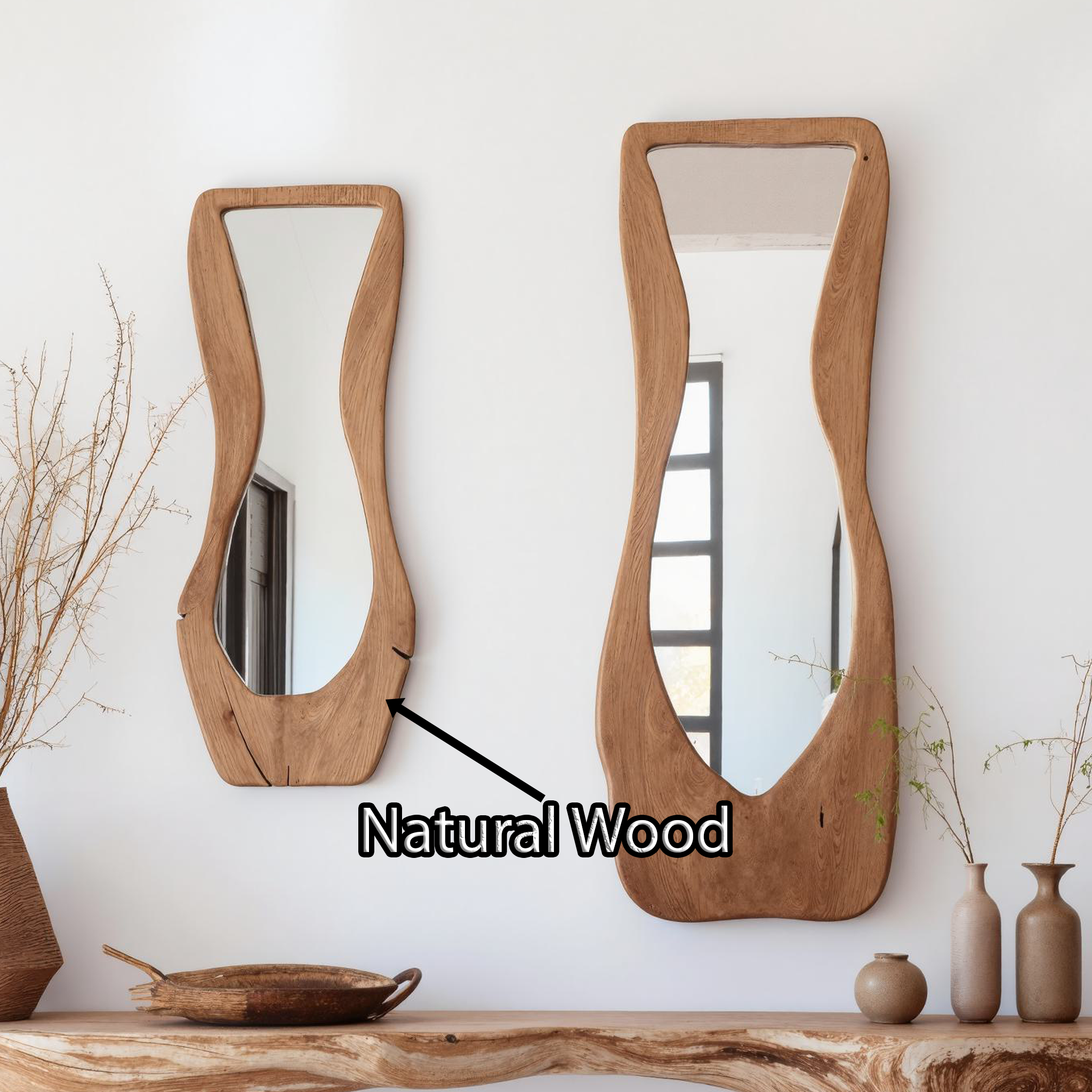 Entryway Mirror Asymmetrical Wooden Mirror SILDTMI024