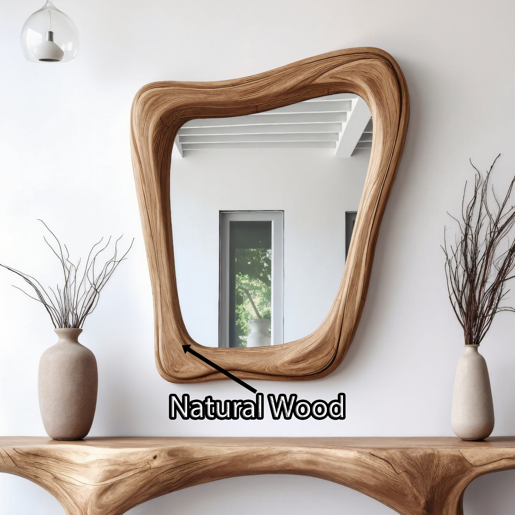 Large Wooden Mirror Asymmetrical Mirror SILDTMI034