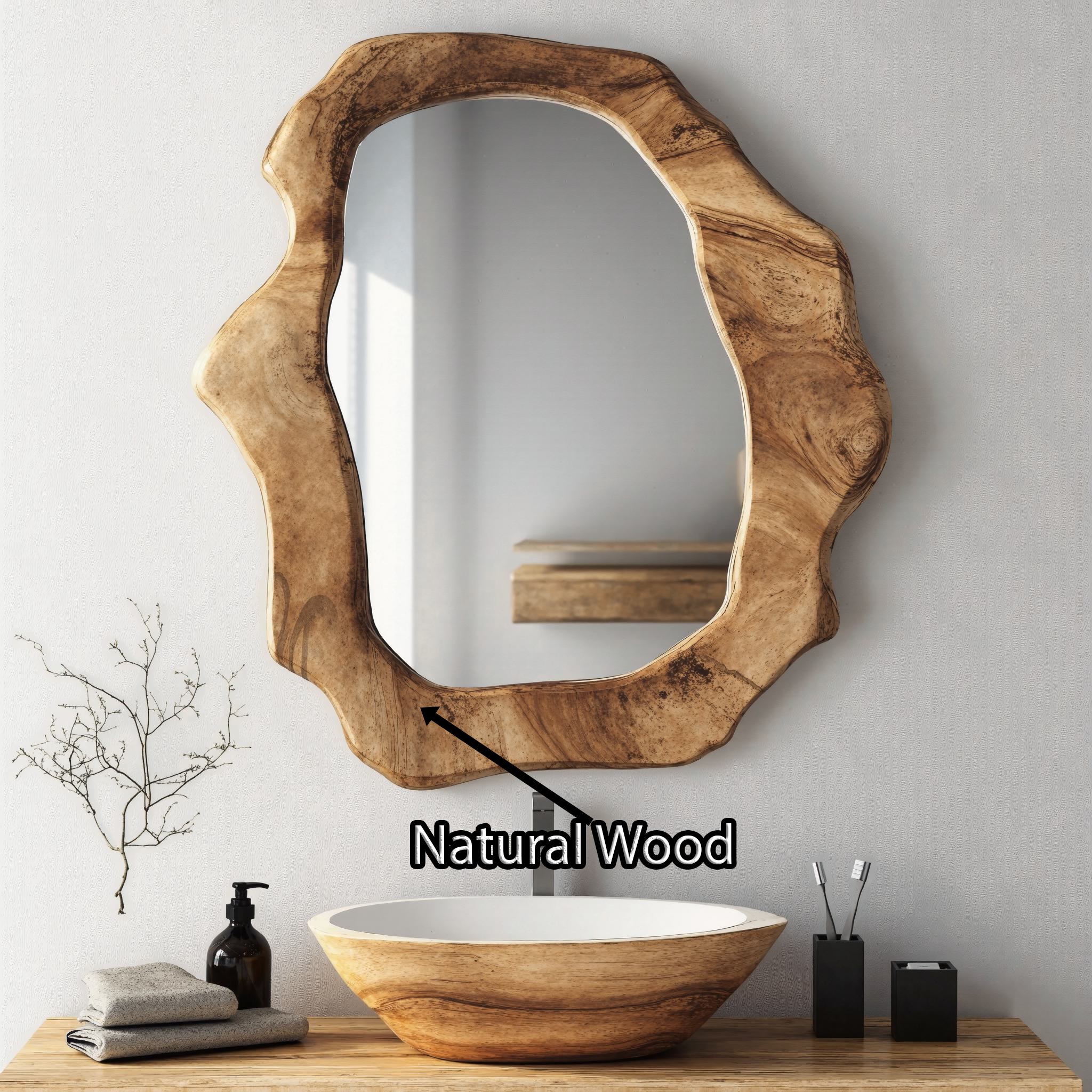 Brown Wood Mirror For Wall Decor SILDTMI006