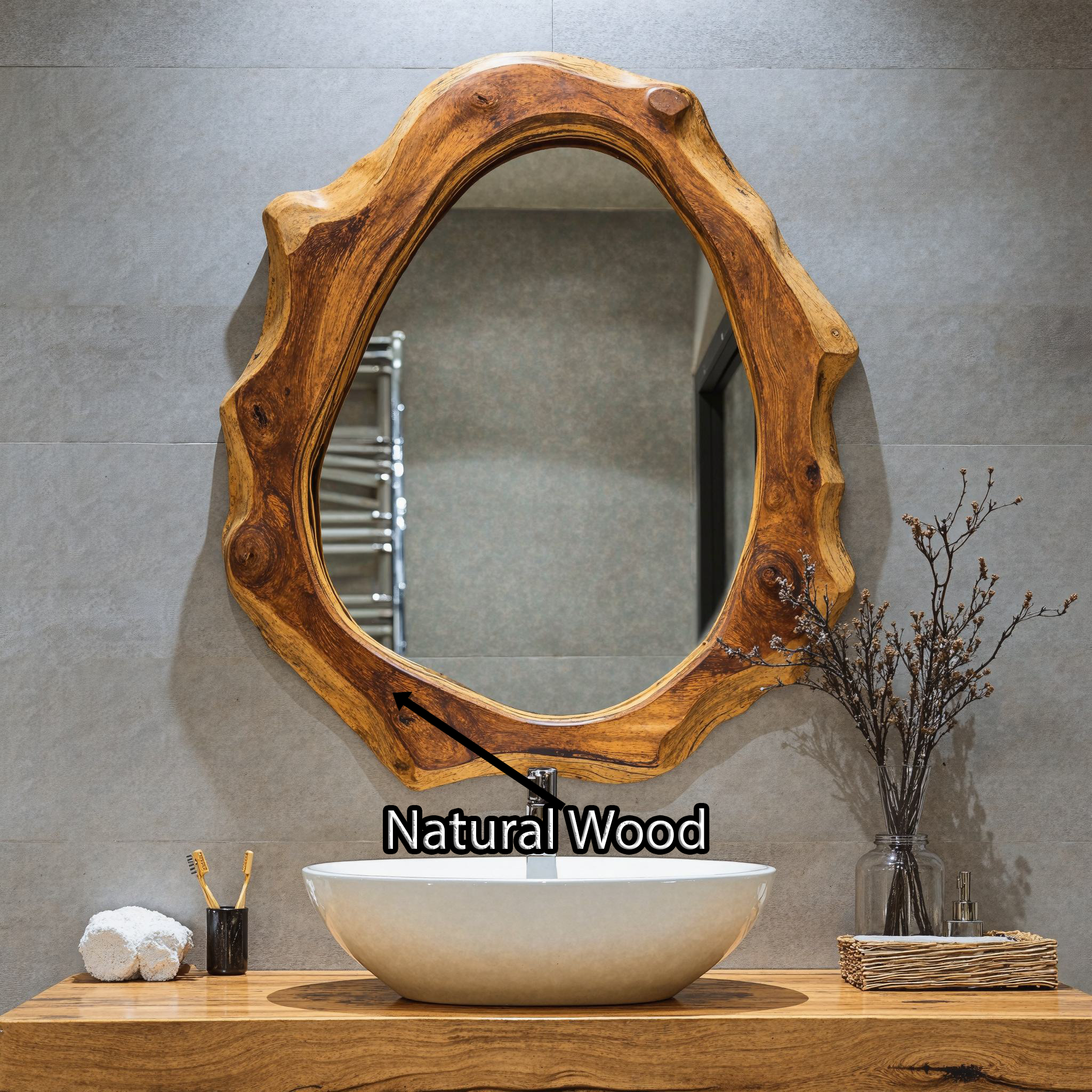 Wood Bathroom Mirror For Wall SILDTMI003