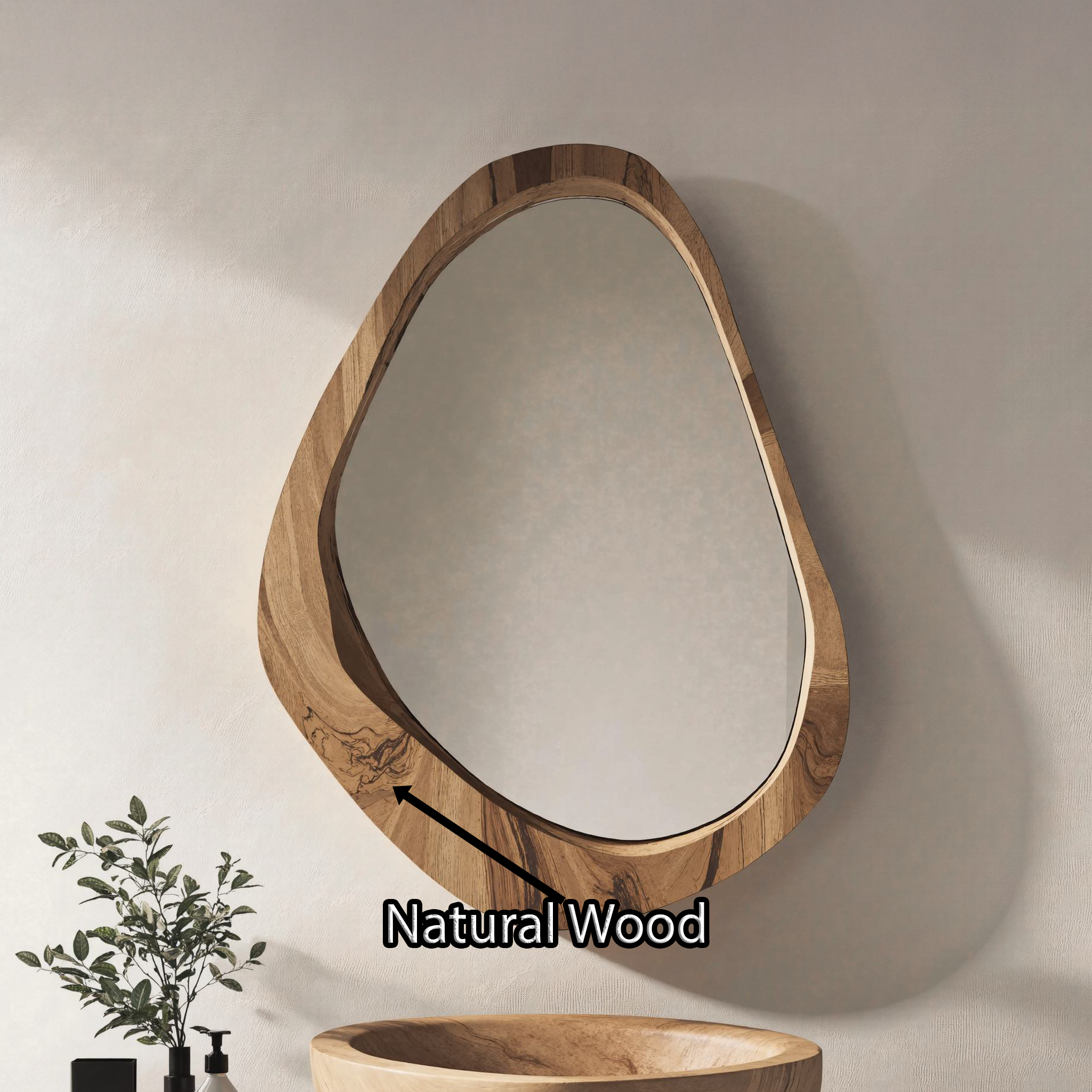 Asymmetrical Wooden Frame Mirror SILDTMI018