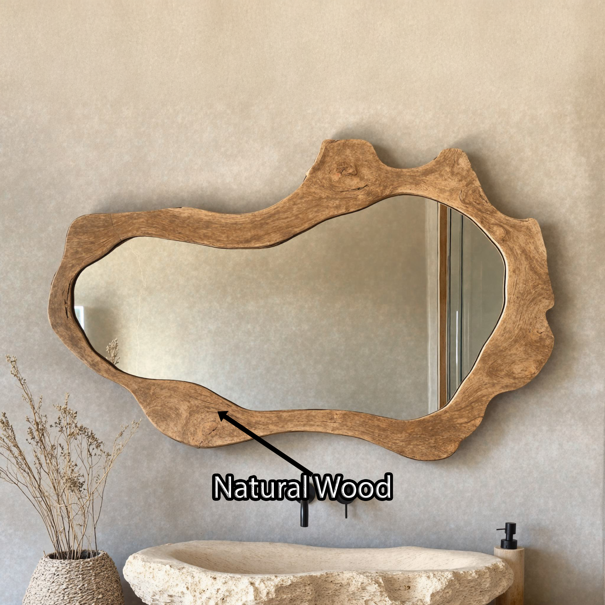 Handcrafted Bathroom Mirror Wood Mirror For Wall SILDTMI009