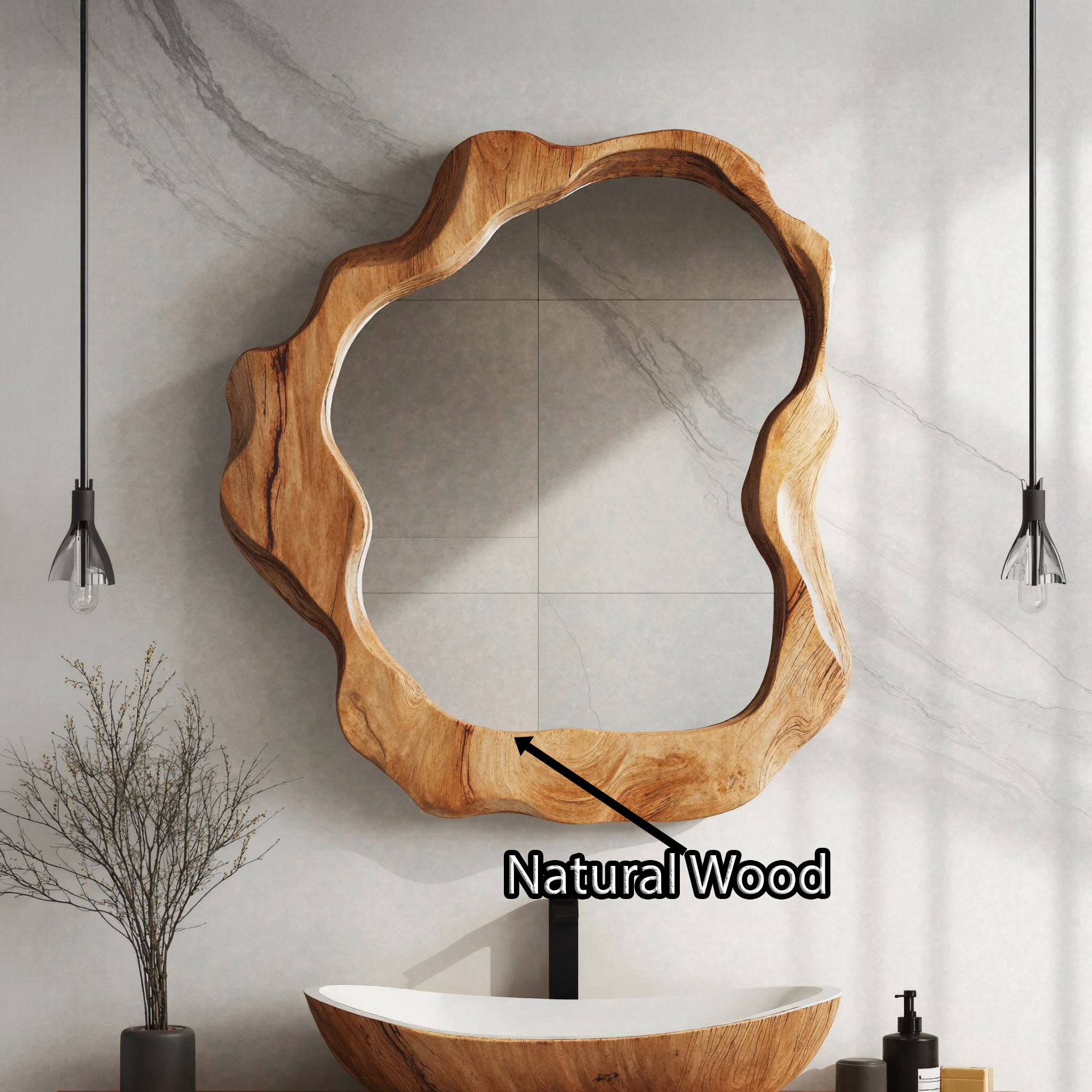 Rustic Irregular Mirror Wood Mirror For Wall SILDTMI008