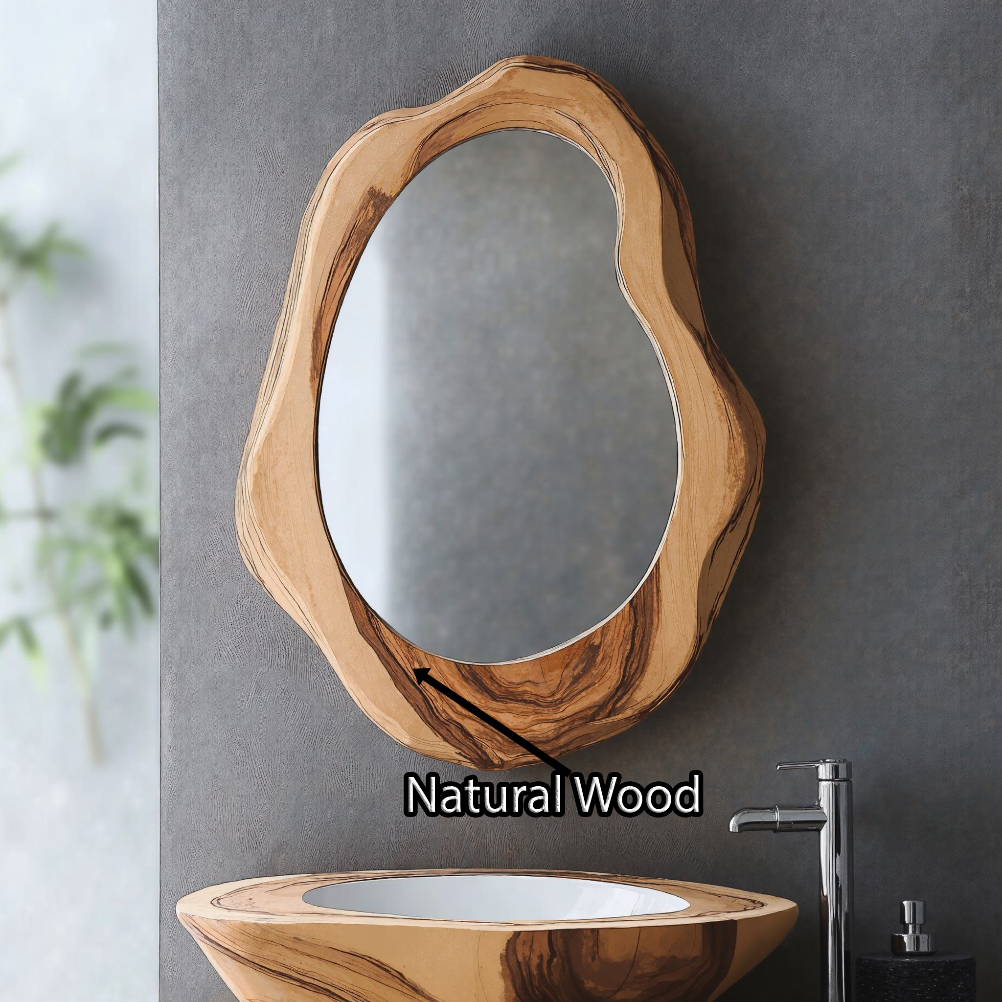 Brown Wood Mirror Large Wood Frame Mirror SILDTMI005