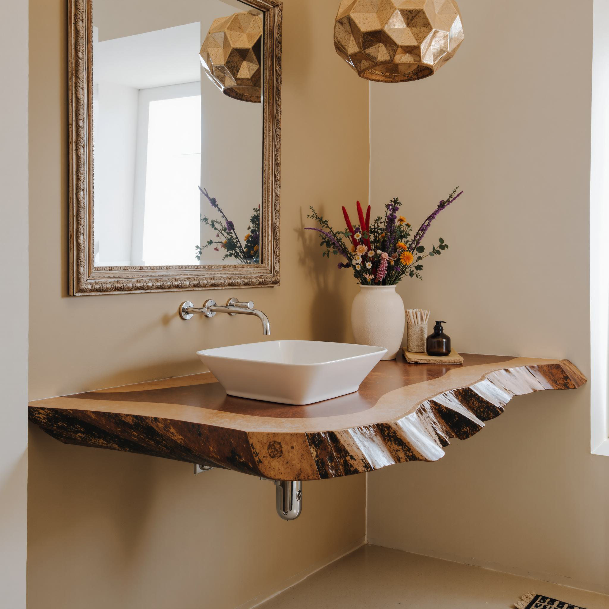 Natural Wood Bathroom Vanity Floating Shelf SILDTBRV094