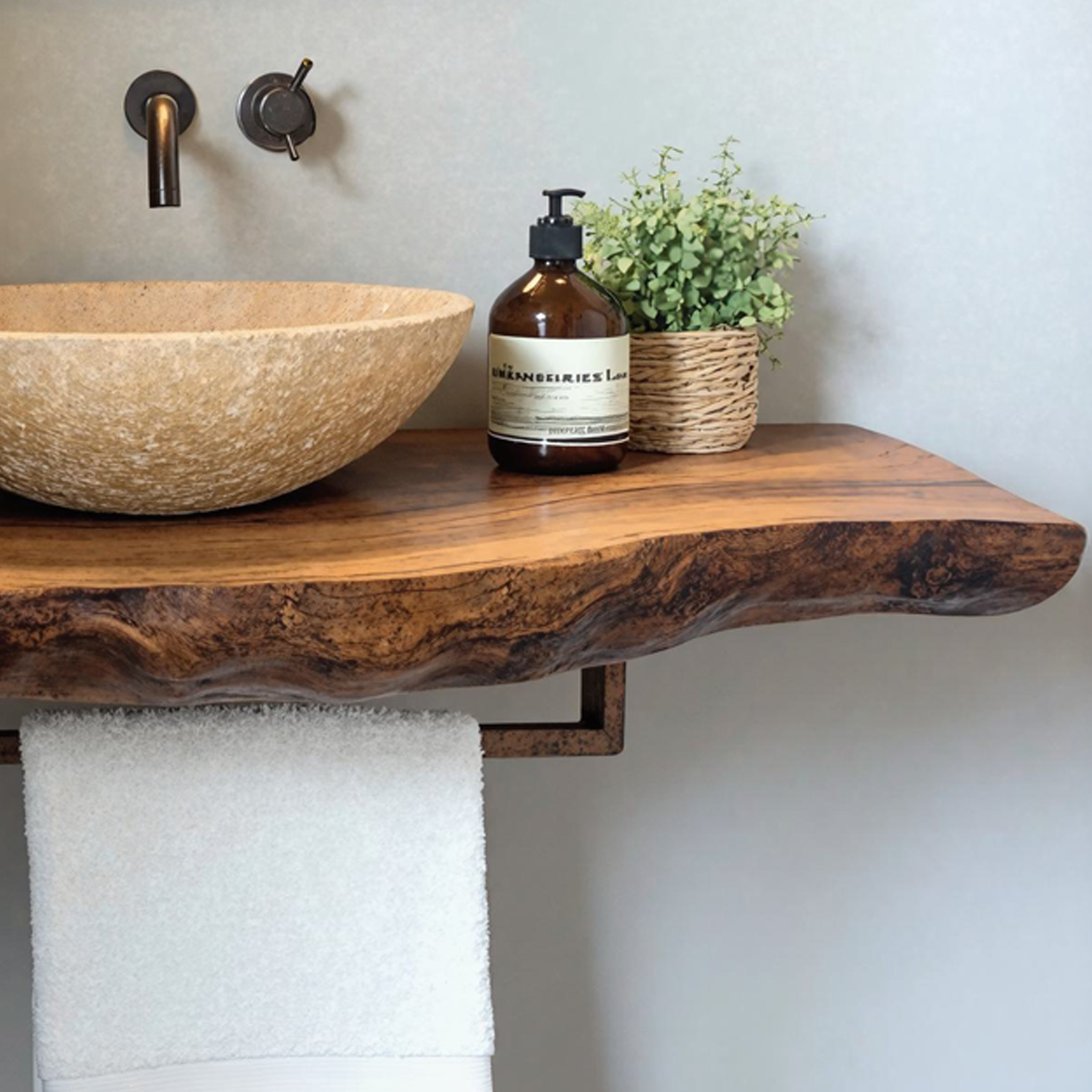 Handcrafted Floating Bathroom Vanity Shelf Rustic SILDTBRV037