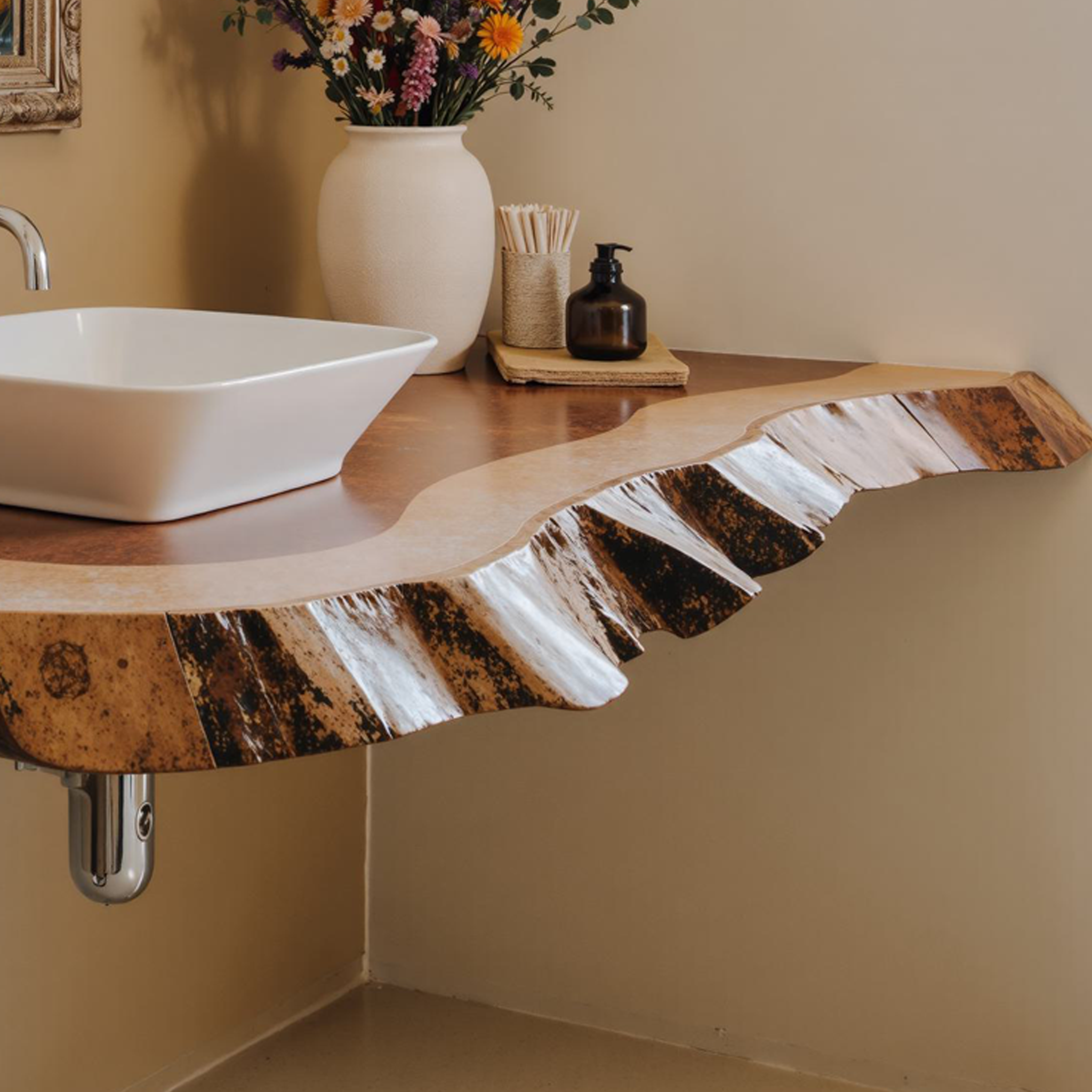 Natural Wood Bathroom Vanity Floating Shelf SILDTBRV094