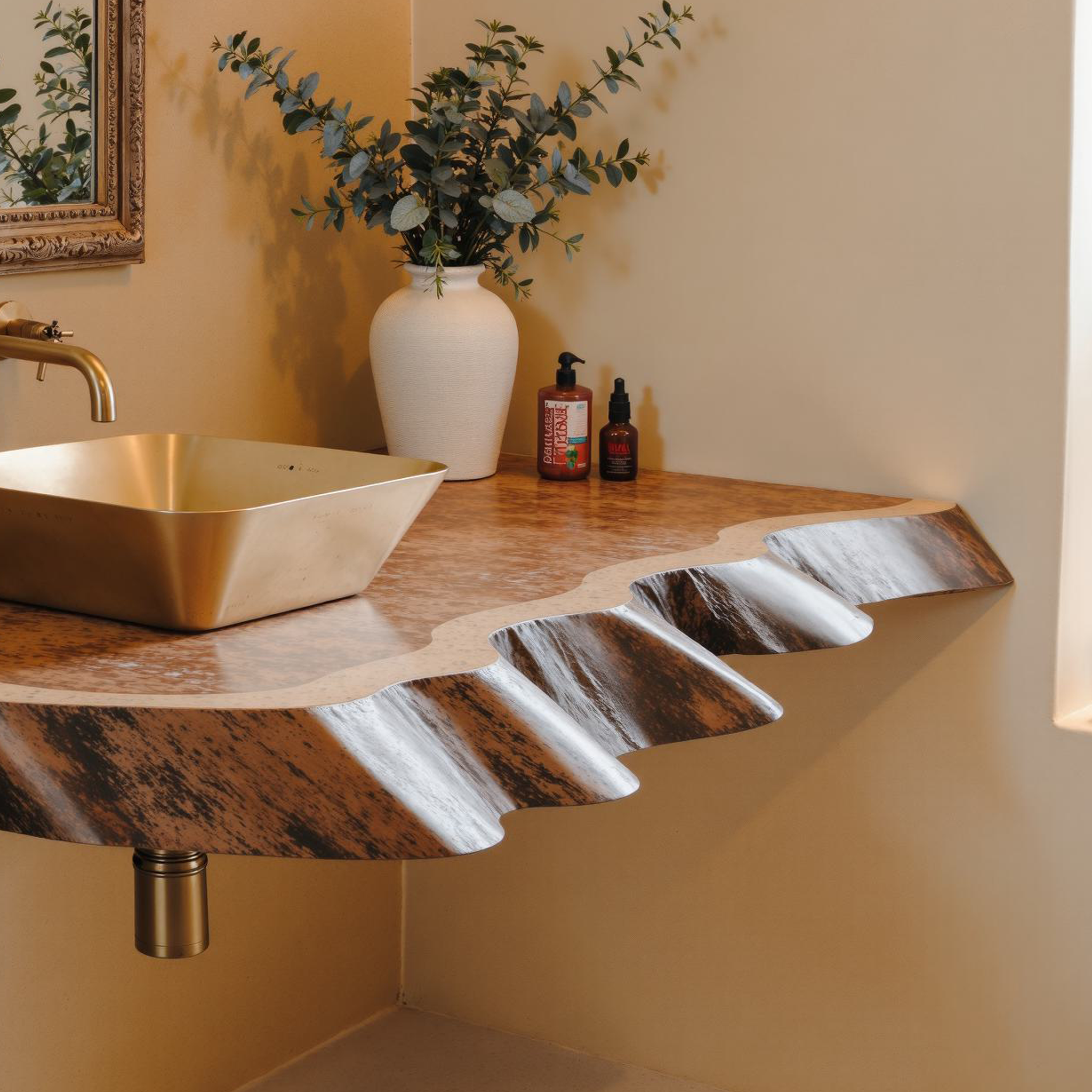 Natural Wood Bathroom Floating Shelf SILDTBRV093