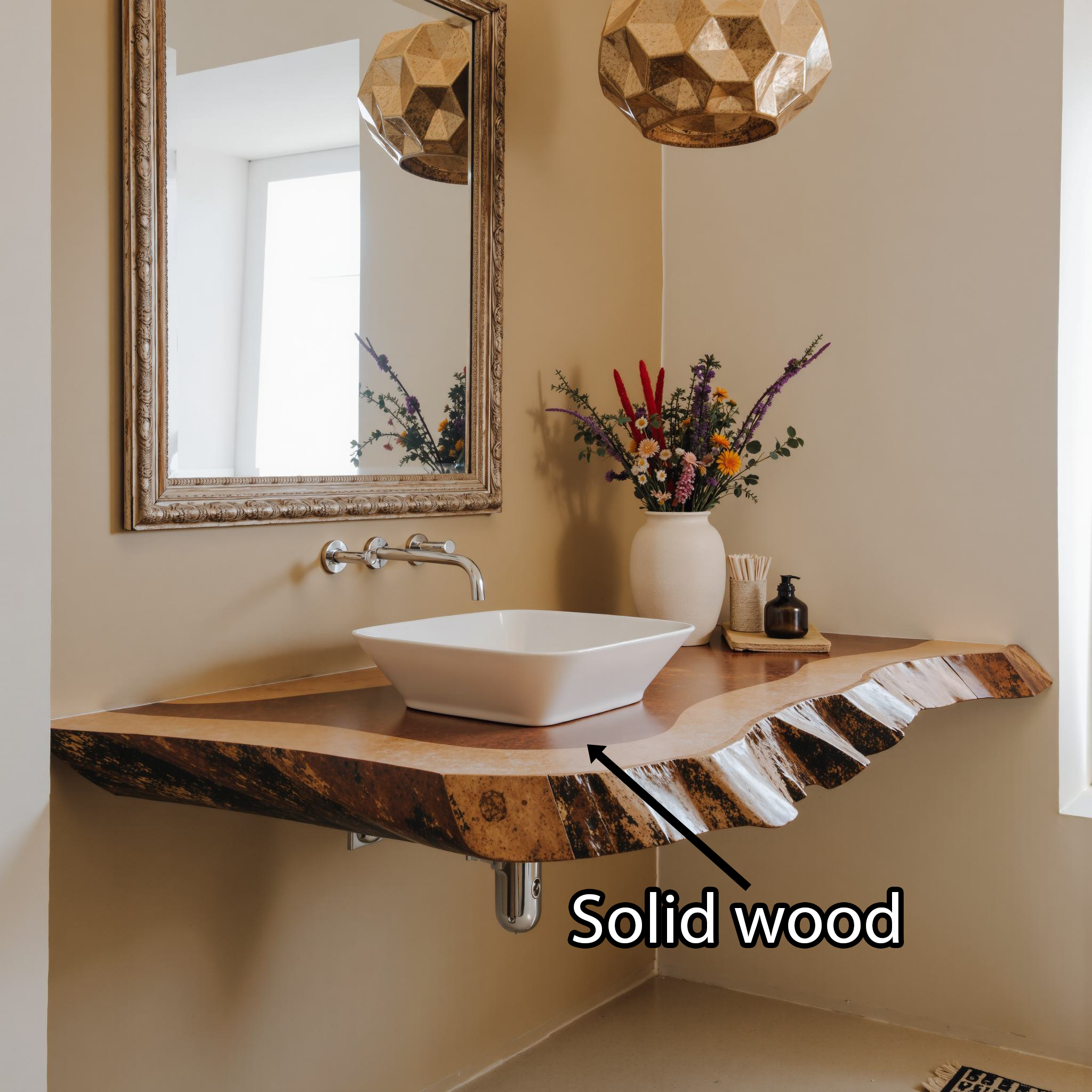 Natural Wood Bathroom Vanity Floating Shelf SILDTBRV094