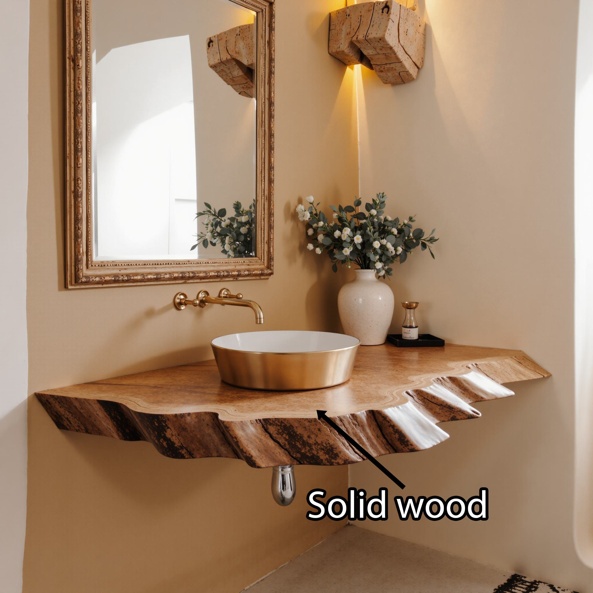 Rustic Floating Bathroom Vanity Shelf SILDTBRV092