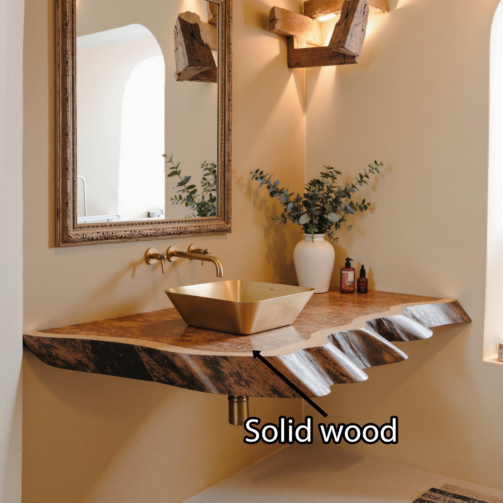 Natural Wood Bathroom Floating Shelf SILDTBRV093