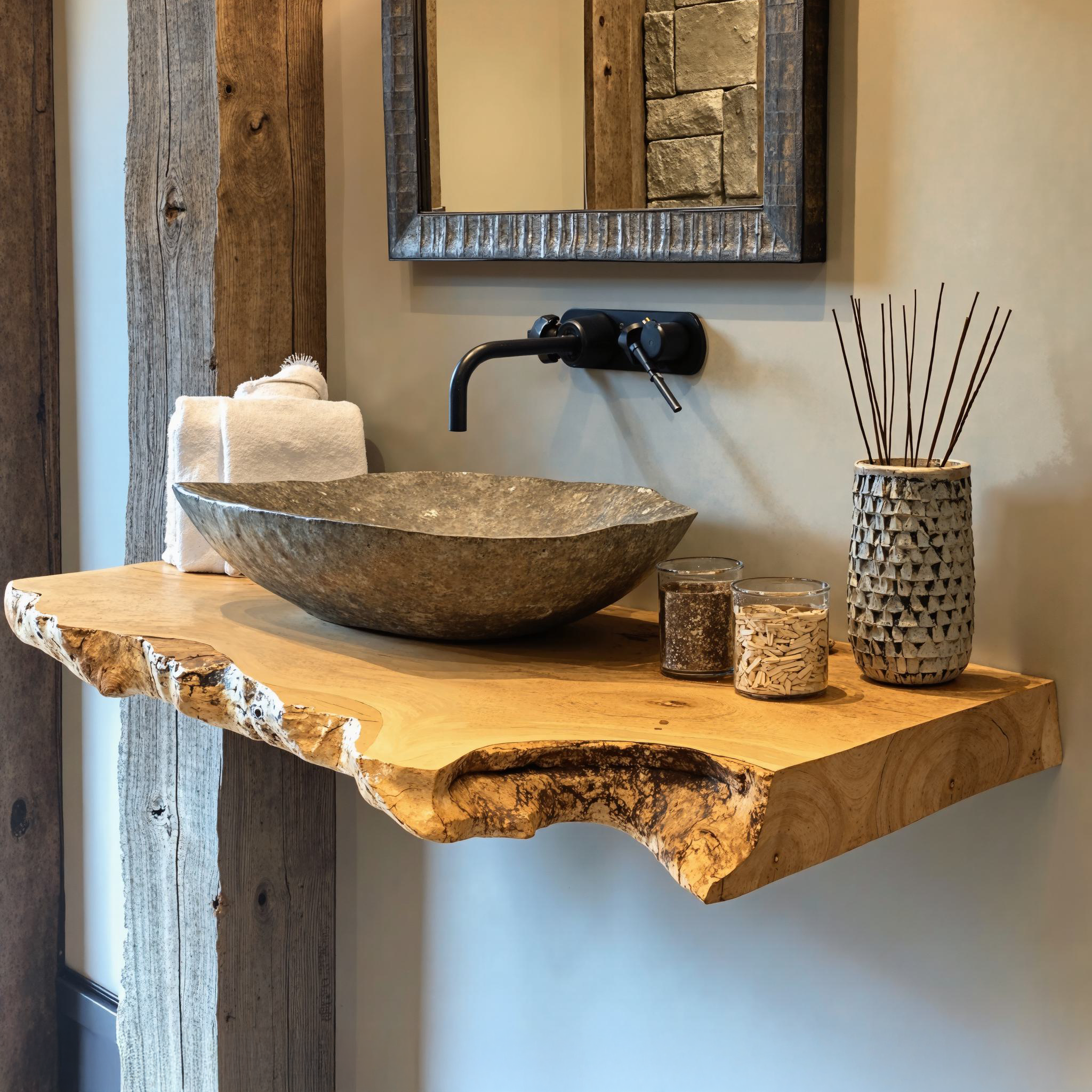 Rustic Floating Bathroom Vanity Sink Shelf SILDTBRV042