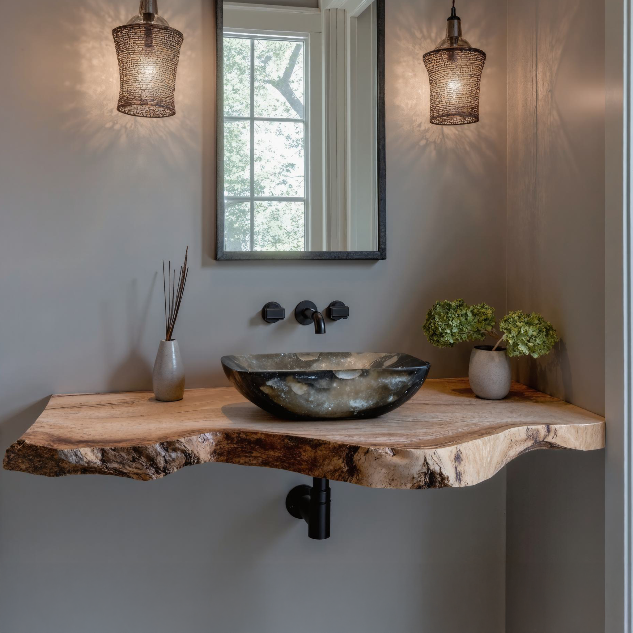 Custom Rustic Floating Bathroom Vanity Shelf With Rustic Charm SILDTBRV122