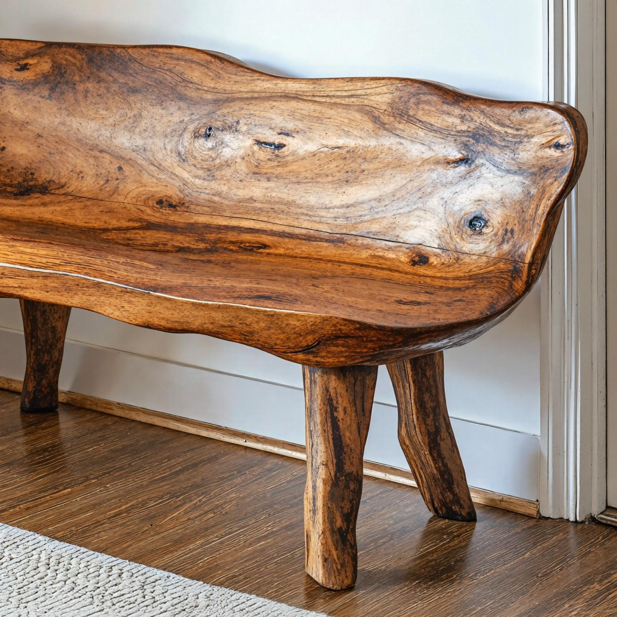 Elegant Handcrafted Wood Bench For Classic Home Interiors SILDTWB012