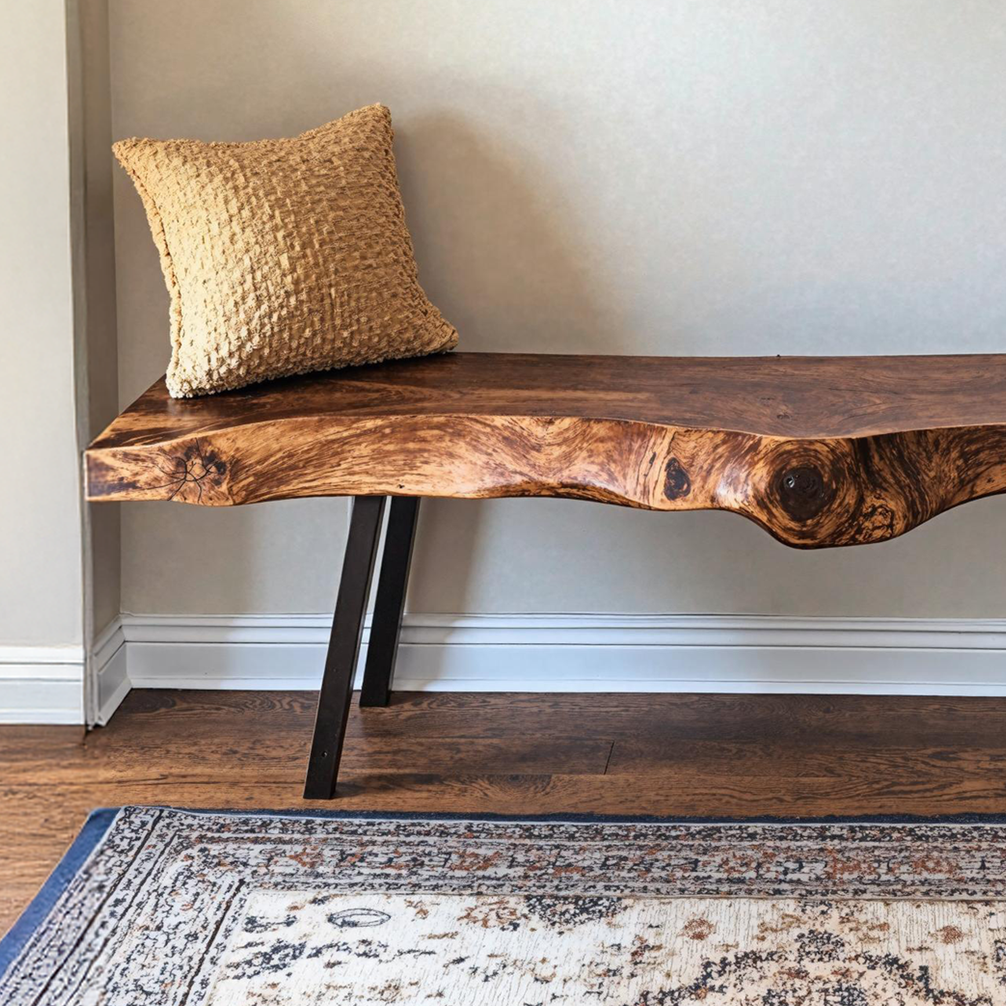 Handcrafted Rustic Wood Bench For Indoor Use SILDTWB003