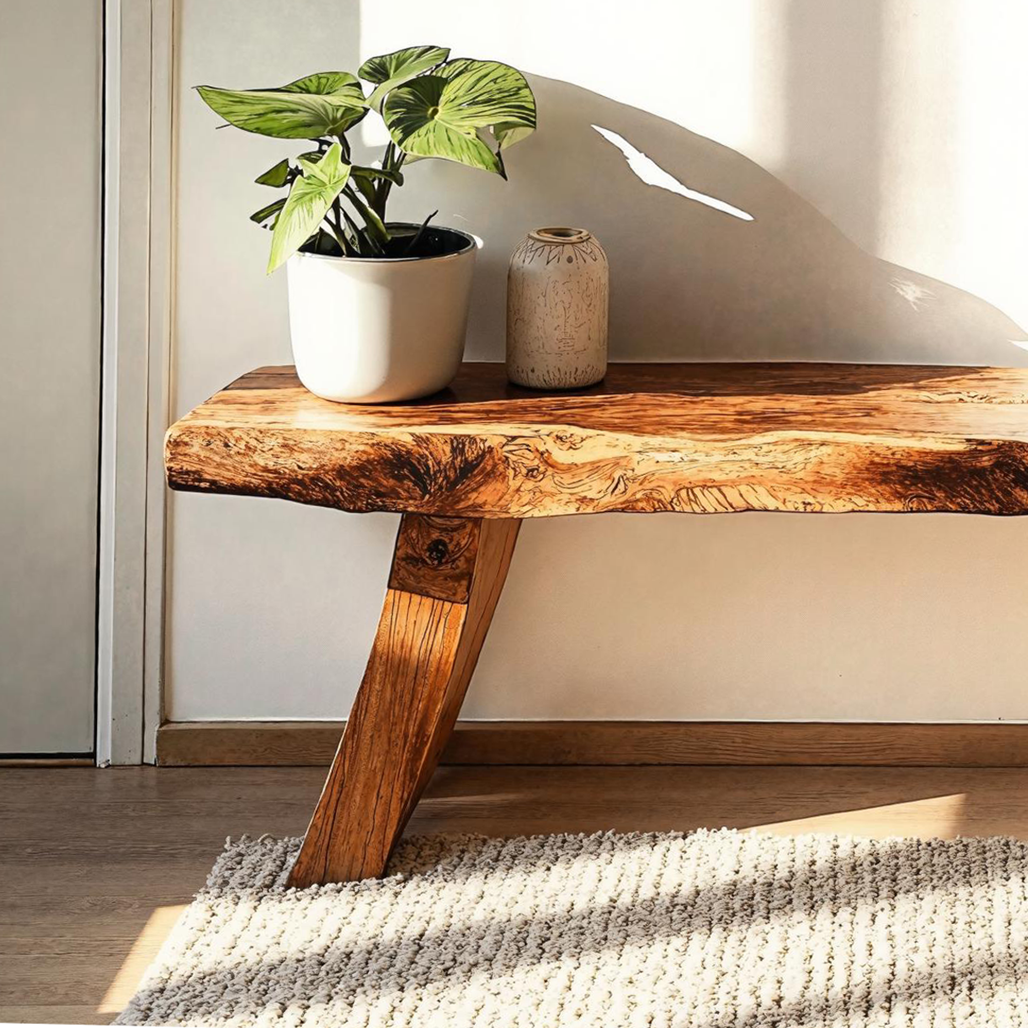 Beautiful Rustic Wood Bench With Simple And Stylish Design SILDTWB005