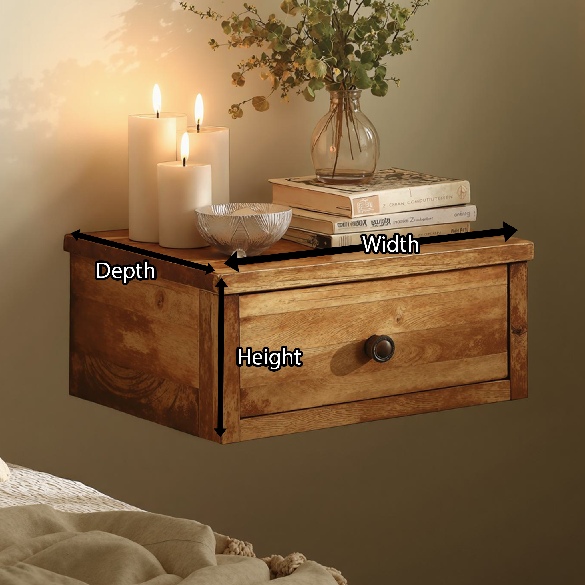 Handcrafted Floating Nightstand With Drawer SILDTNS015