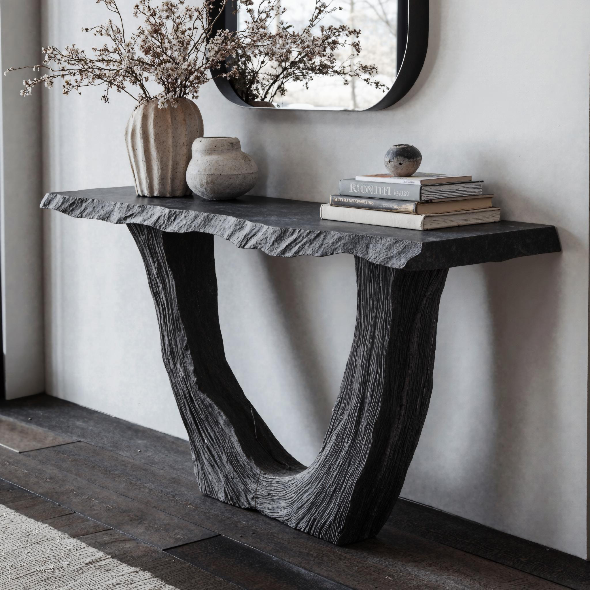 Rustic Black Natural Wood Console Table For Farmhouse Charm SILDTCS168