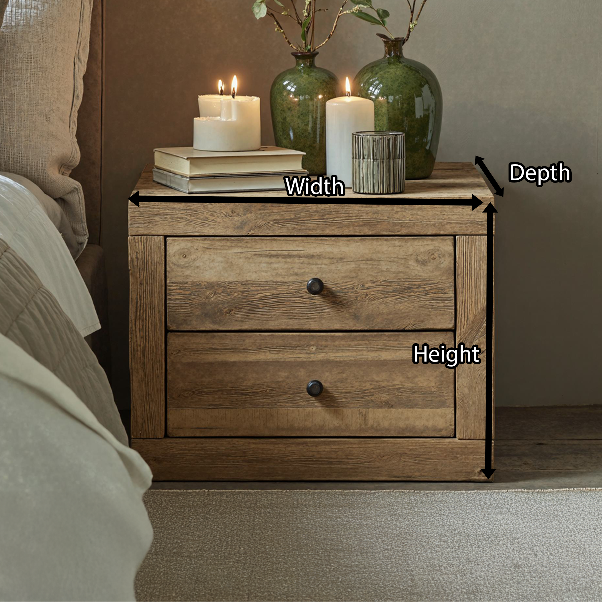 Standing Bedside Table Wood Nightstand SILDTNS012