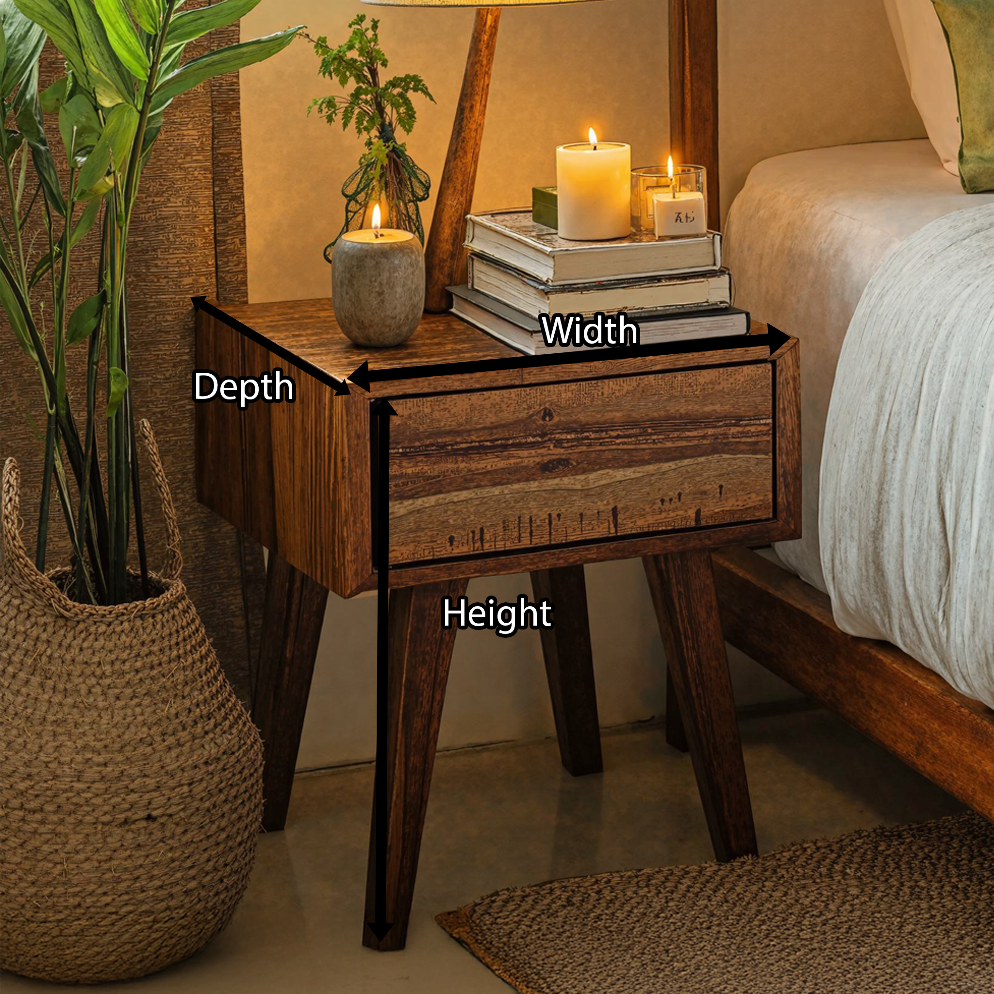 Handcrafted Standing Nightstand Side Table SILDTNS018