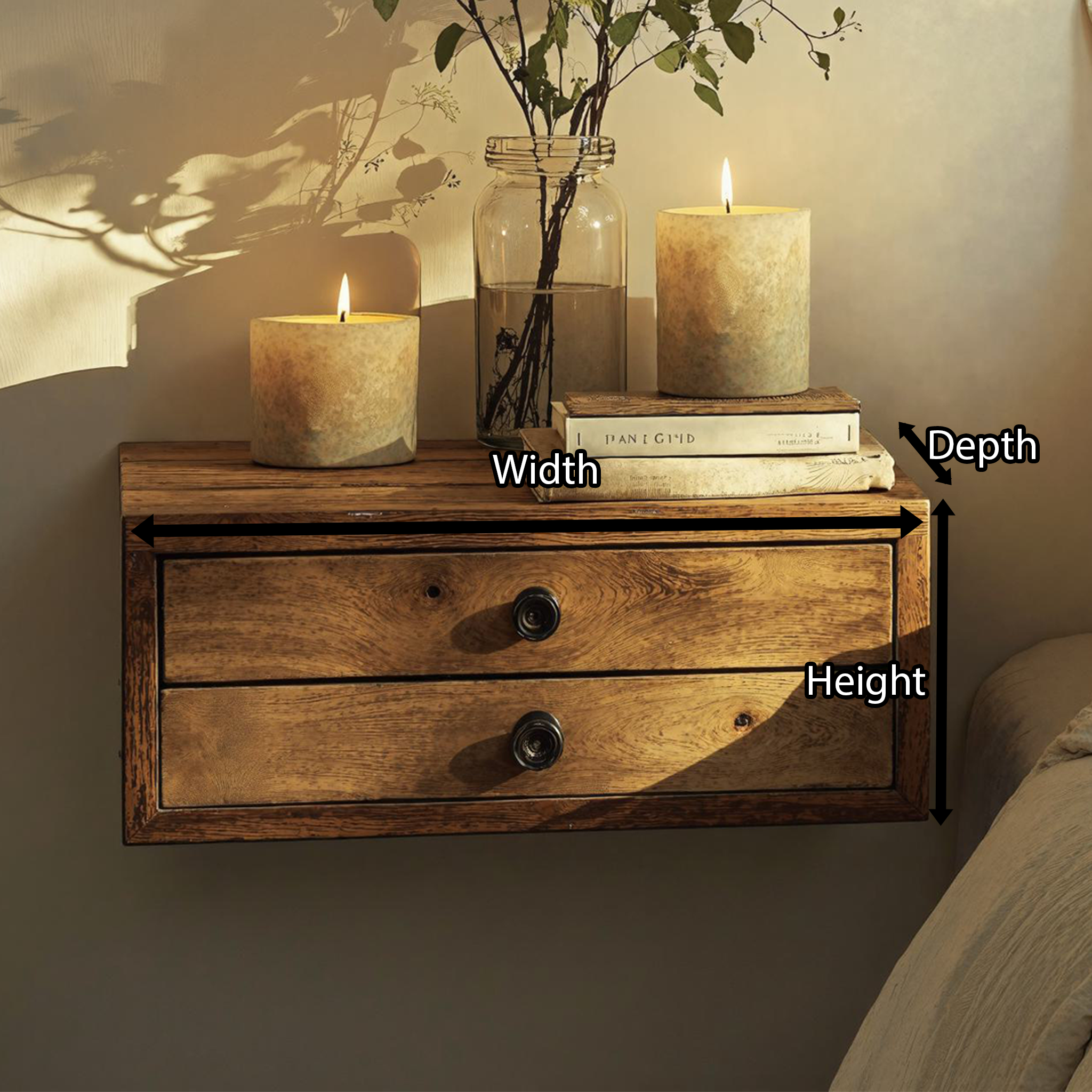 Handmade Floating Nightstand Bedside Shelf SILDTNS013