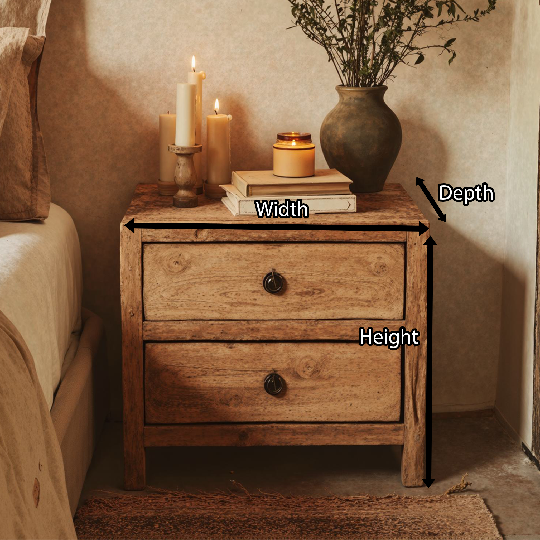 Handcrafted Nightstand With Drawer SILDTNS014