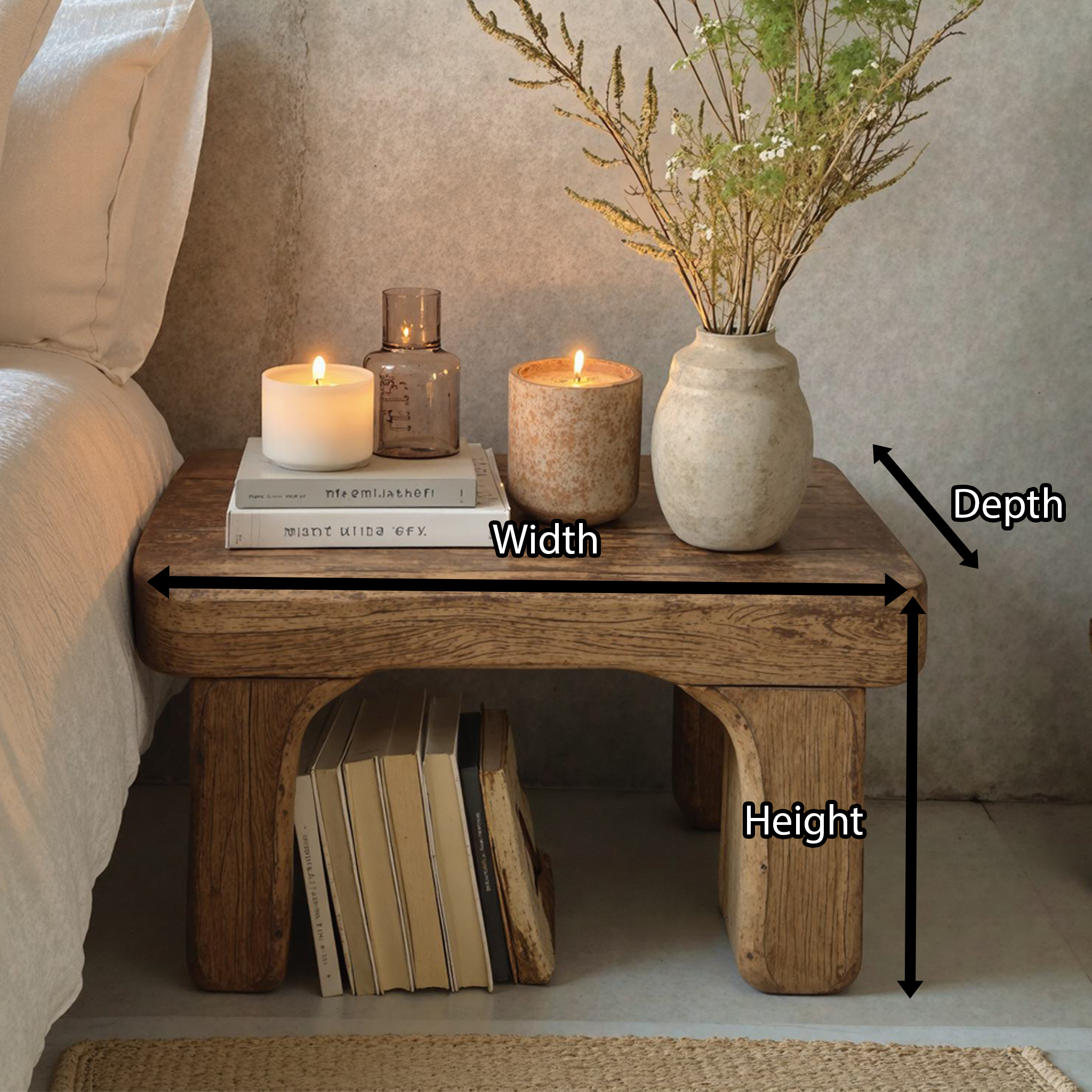 Wood Standing Nightstand Bedside Table SILDTNS016