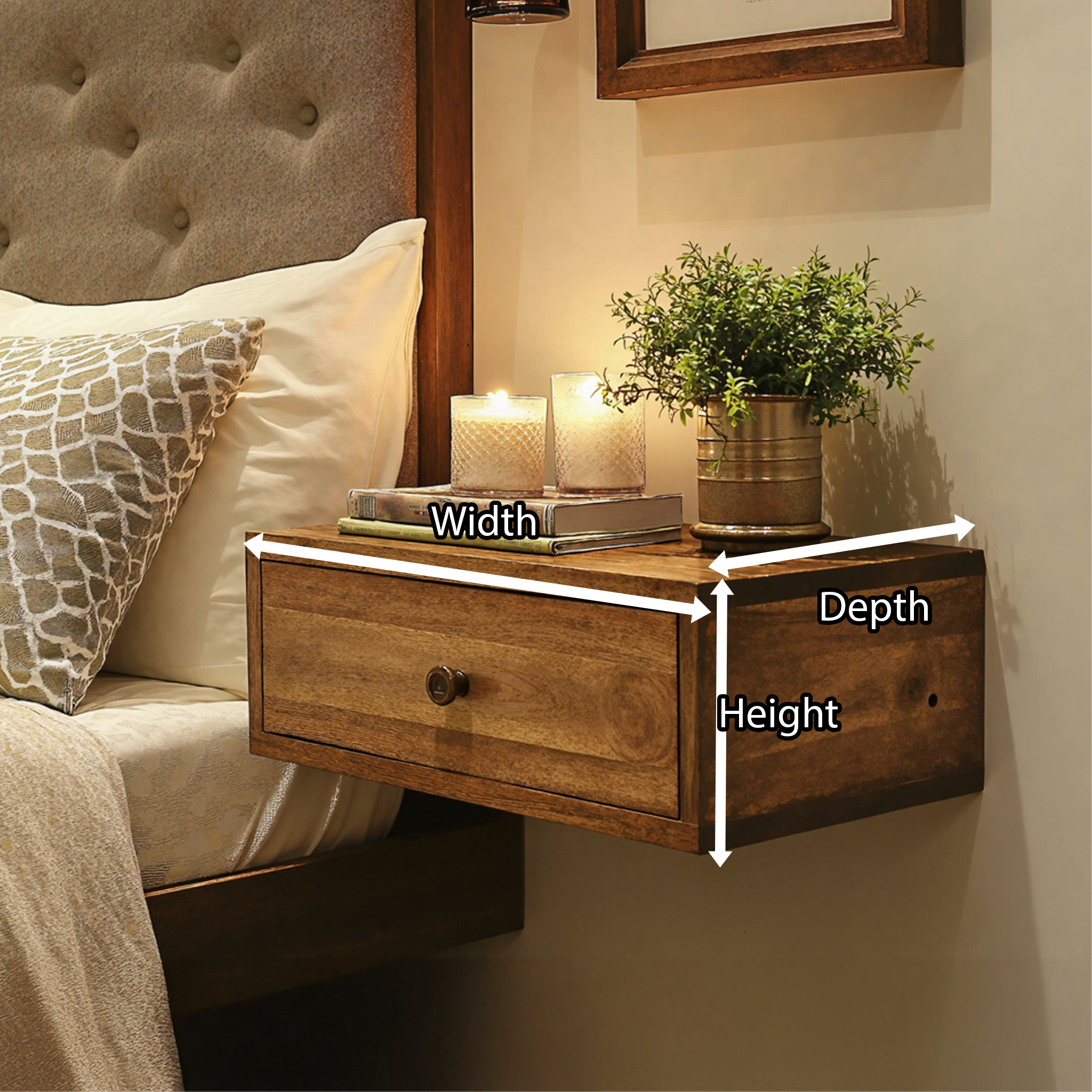 Wood Nightstand Shelf Bedside Shelf SILDTNS003