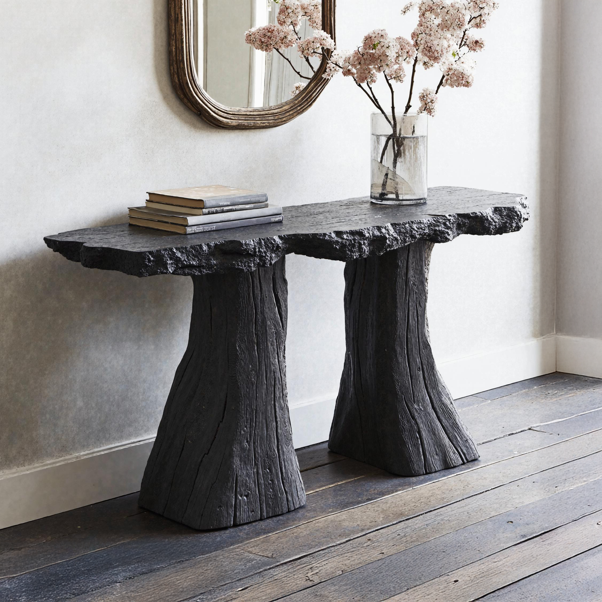 Minimalist Black Natural Wood Console Table For Compact Spaces SILDTCS164