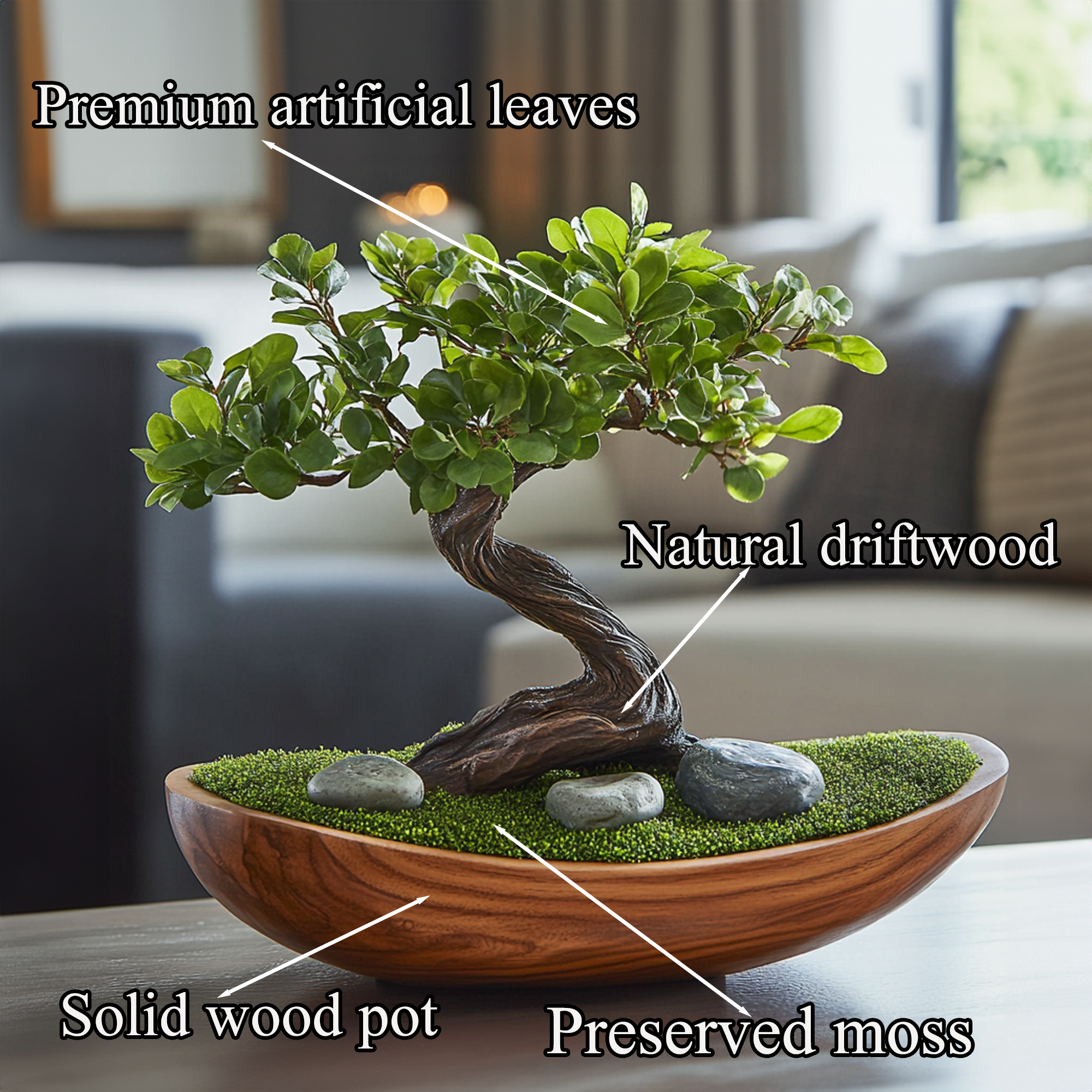 Artificial Bonsai Driftwood Bonsai Driftwood Moss Bonsai SINLBD020