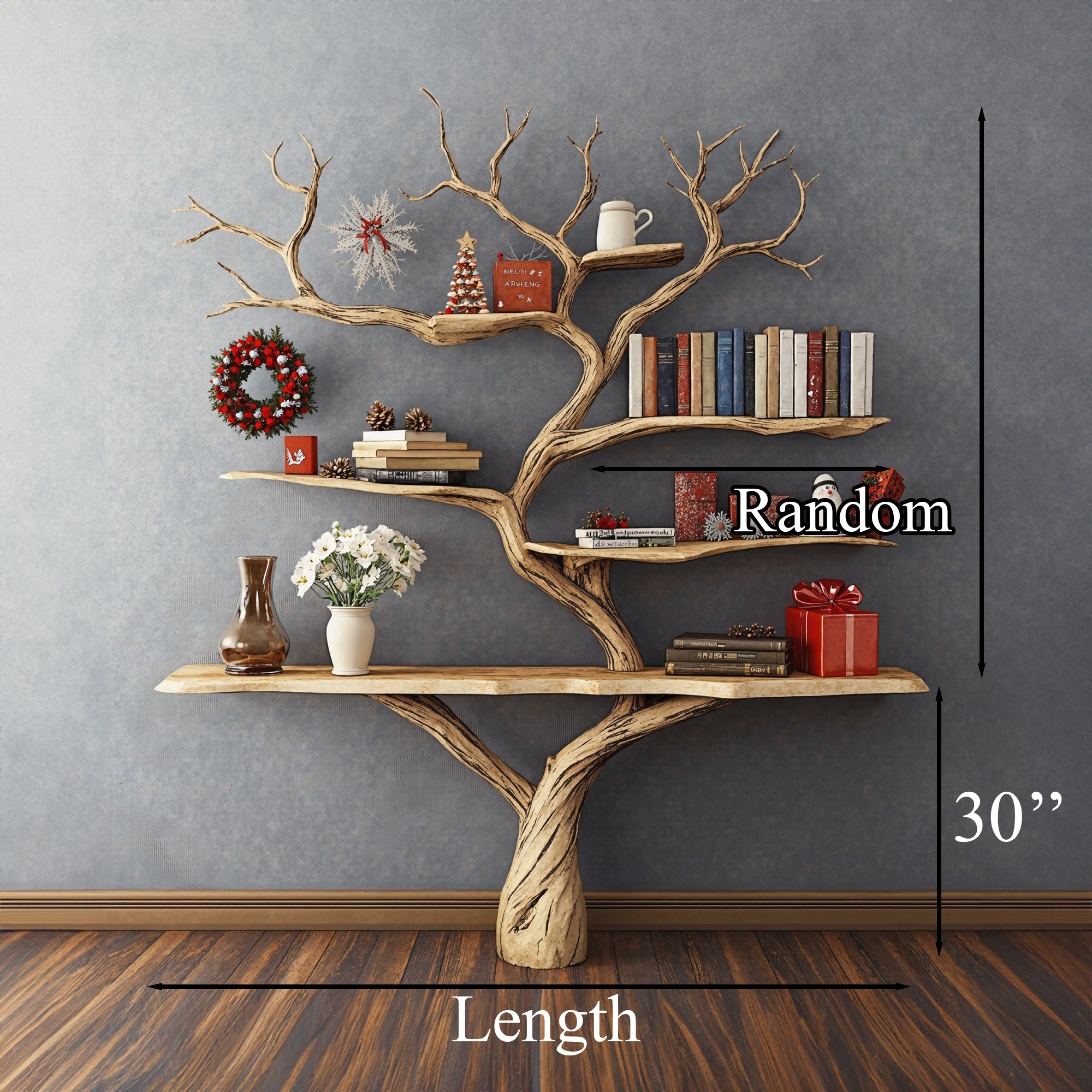 Wooden Rustic Console Table With Tree Bookshelf SINLCM013