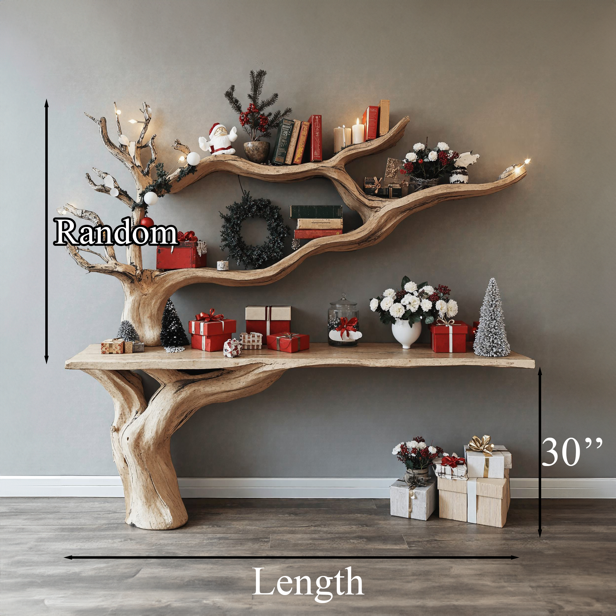 Rustic Entryway Console Table With Tree Bookshelves SINLCM009