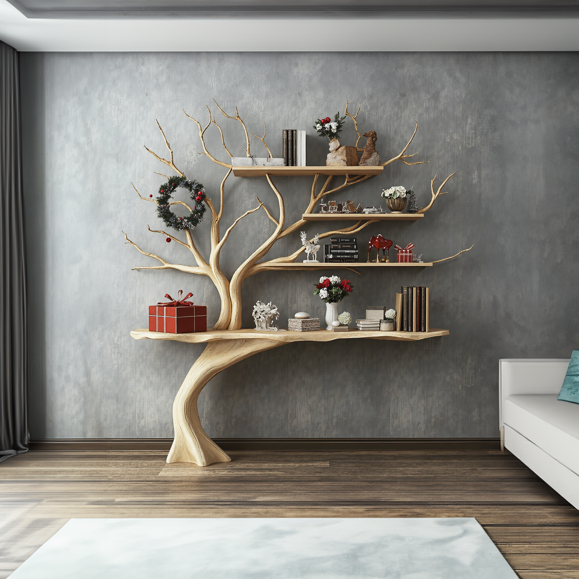 Narrow Console Table With Tree Branch Shelves SINLCM004