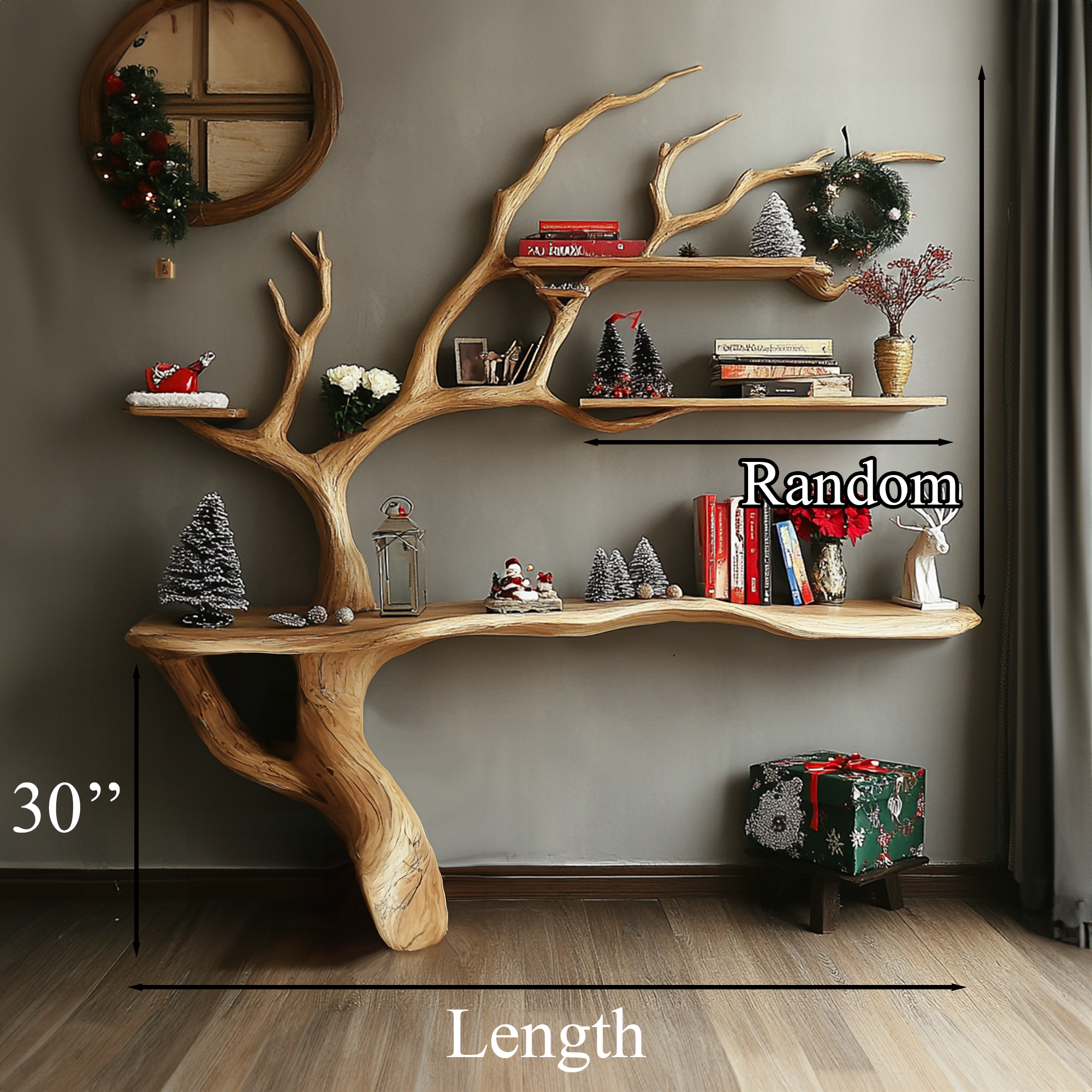 Wooden Console Table With Tree Bookcase Tree Shelf SINLCM010