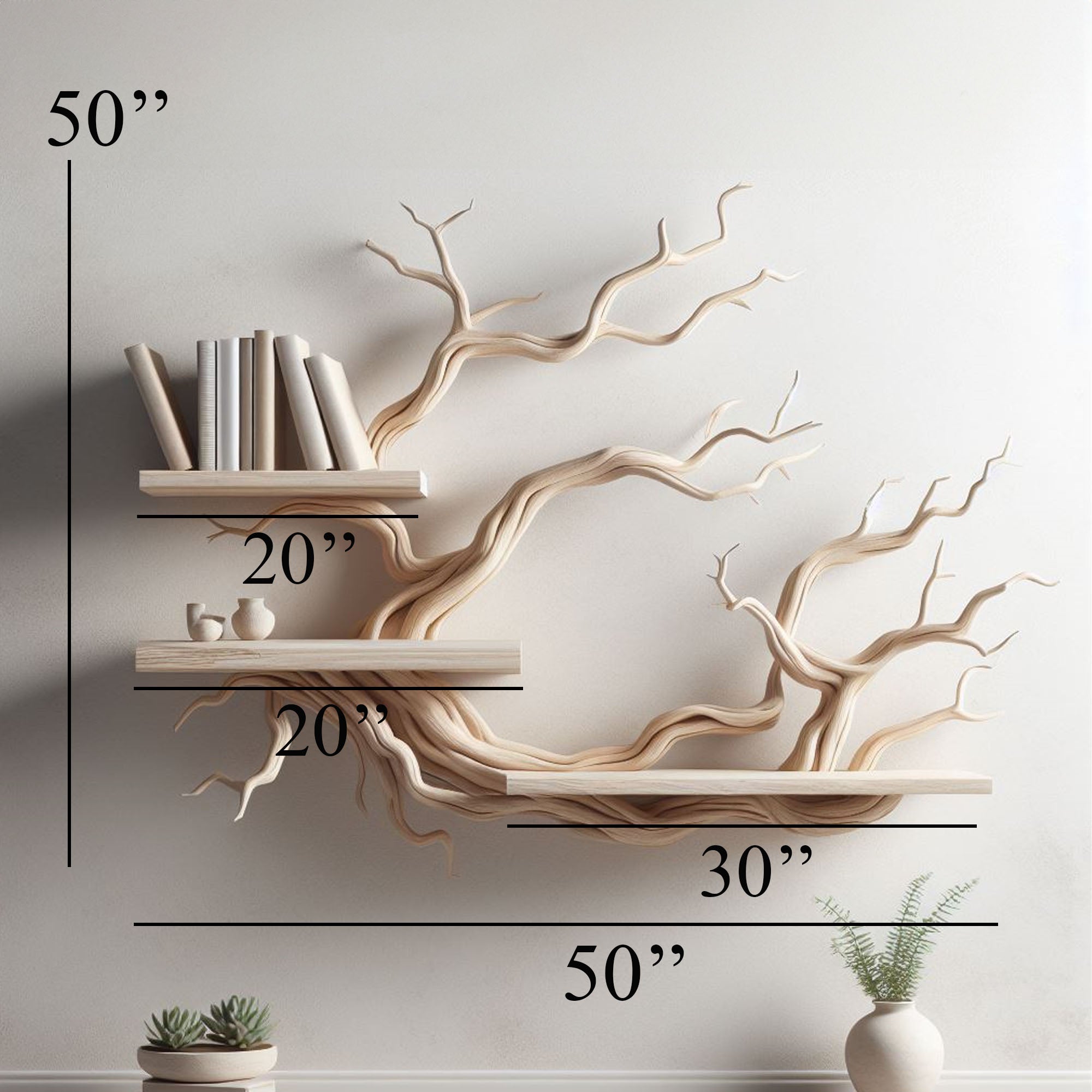 Tree Branch Floating Corner Bookshelf SINLTB007