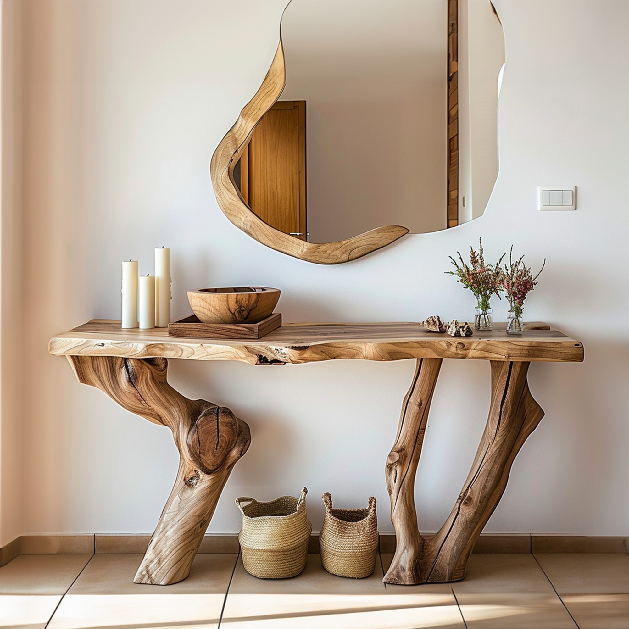 Narrow Rustic Entryway Console Table SINLCS010