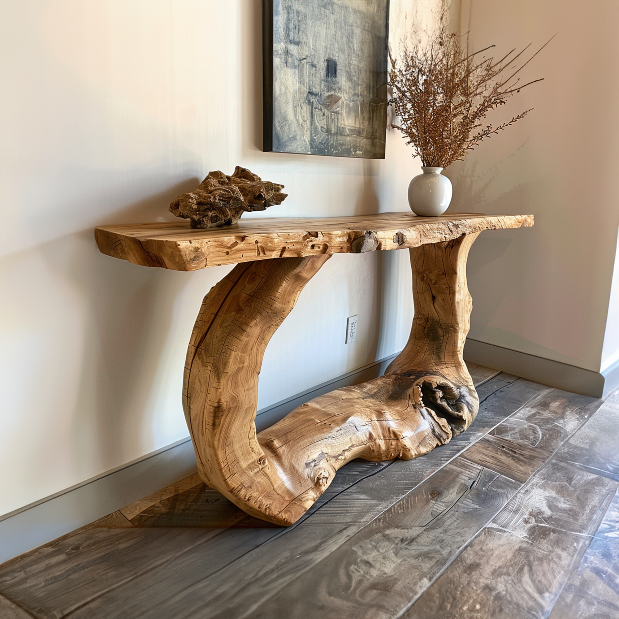 Handmade Rustic Natural Wood Console Table SINLCS002