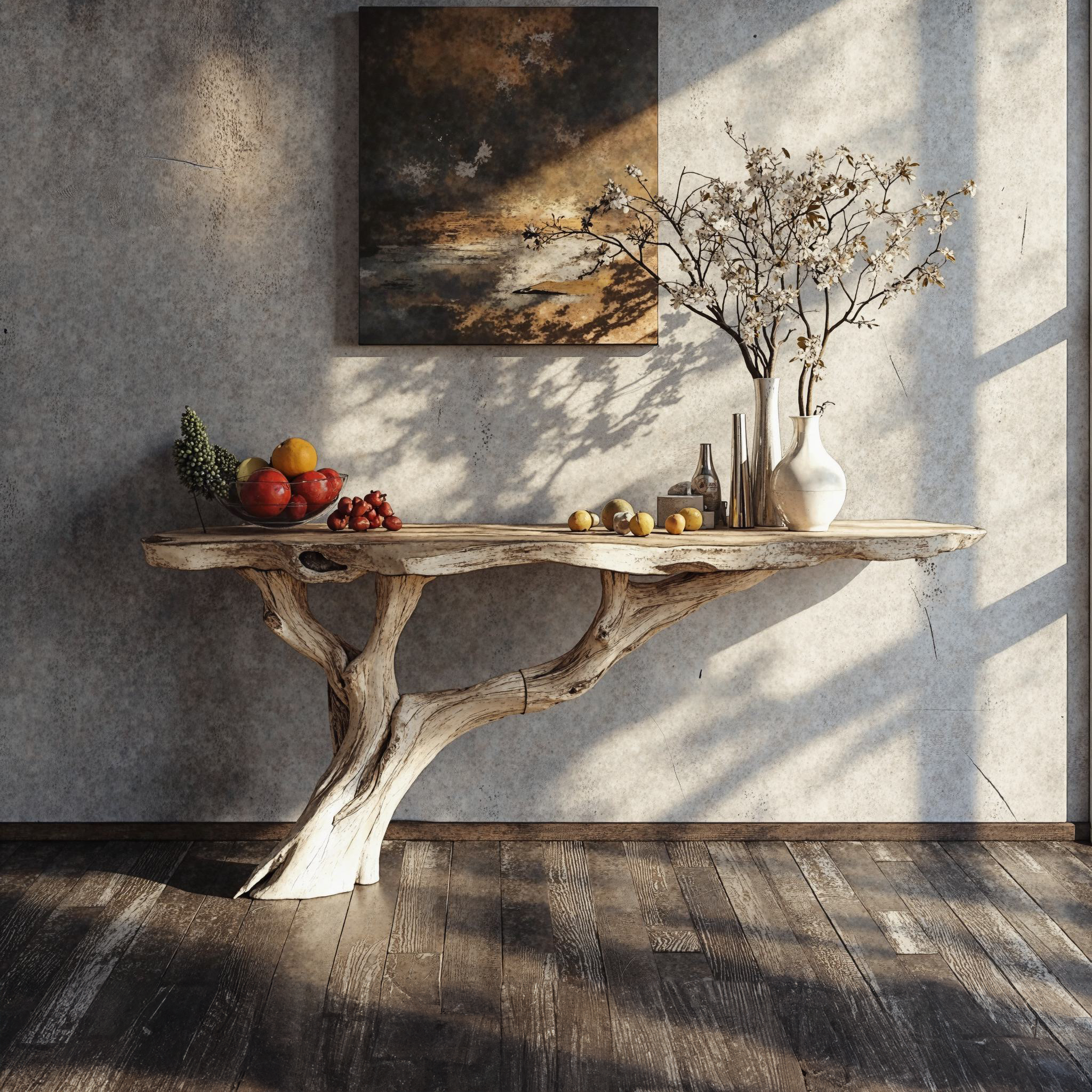 Narrow Floating Wood Console Table Side T ableSILDTCS096