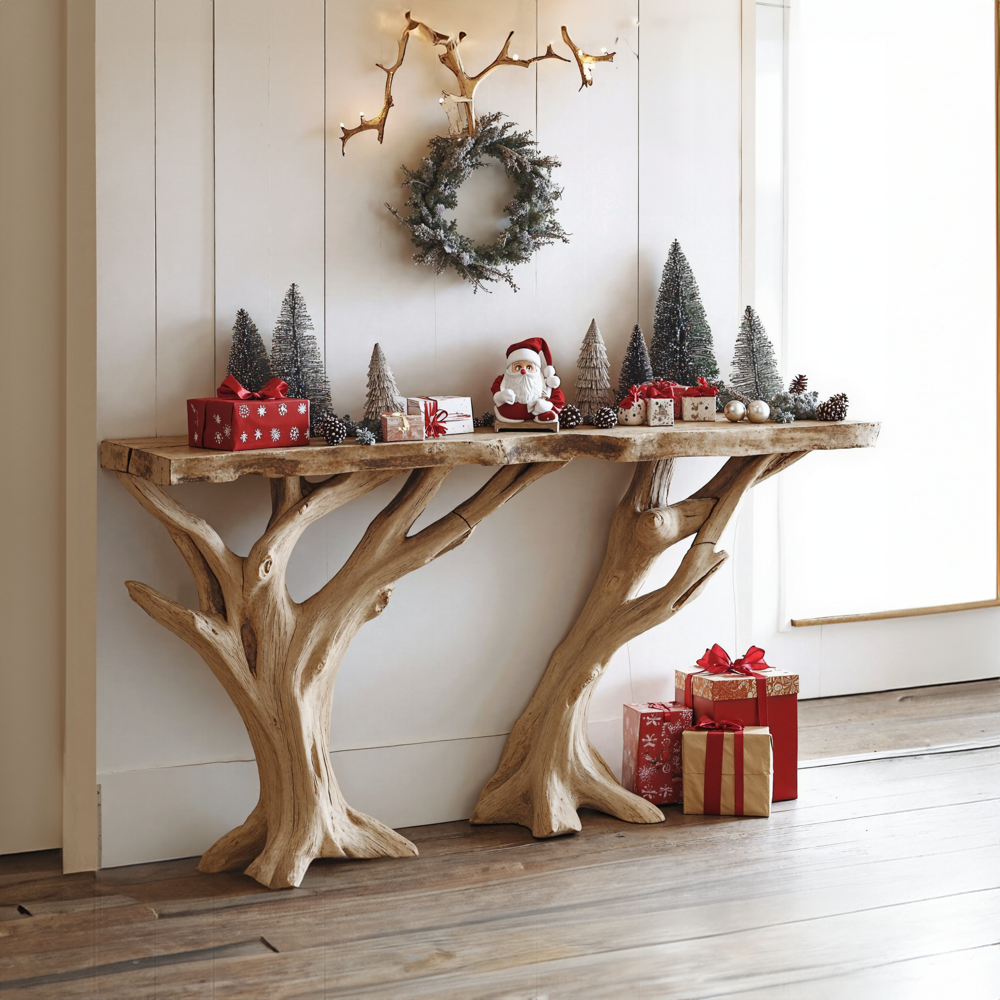 Reclaimed Wood Entryway Side Table Christmas Decor SILDTCSC025