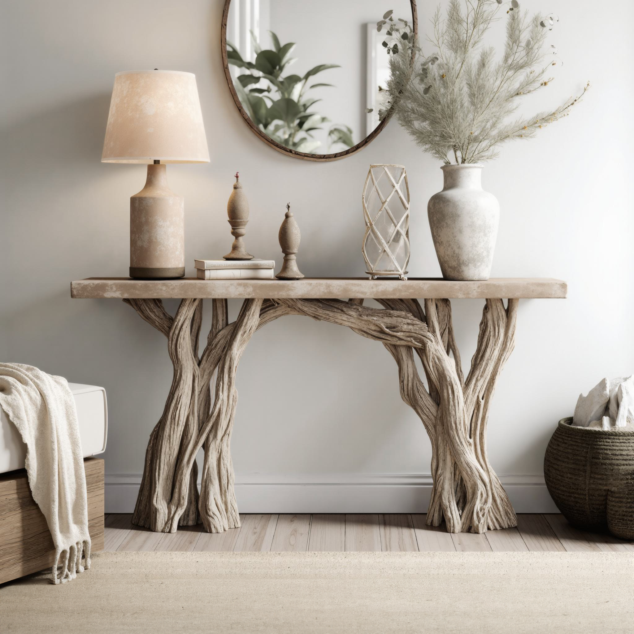 Narrow Floating Console Table Wood Handcrafted SILDTCS095