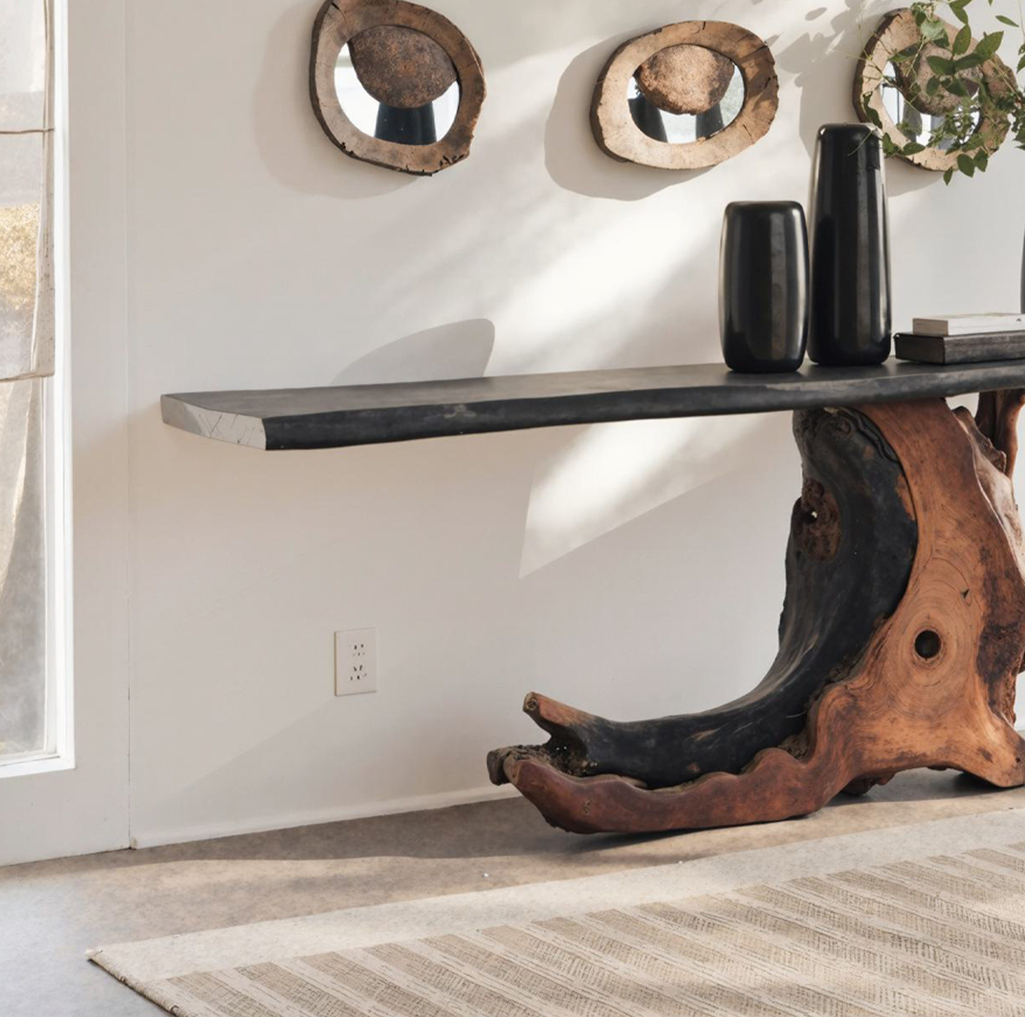 Wood Console Table Cantilevered Side Table SILDTCS145