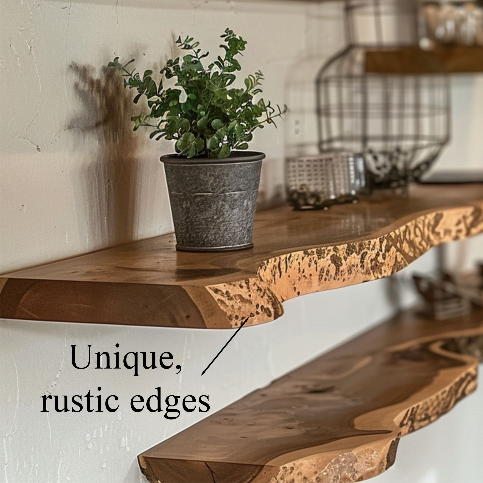 Rustic Floating Shelf Live Edge SINLFL023