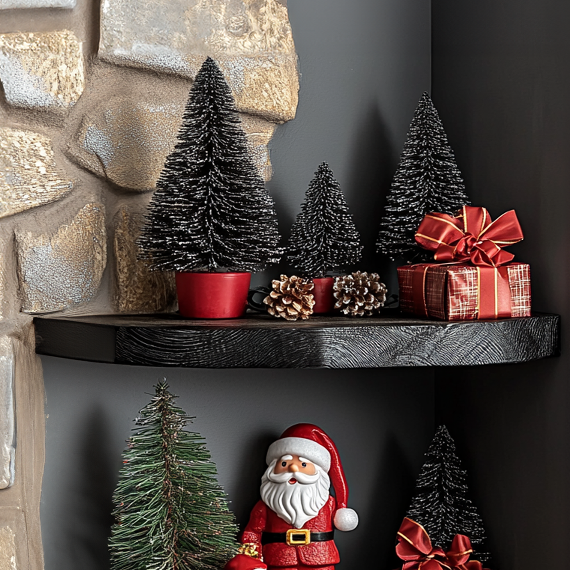 Floating Shelf Live Edge Black Shelf Wall Mounted Christmas Gifts SINLCM015