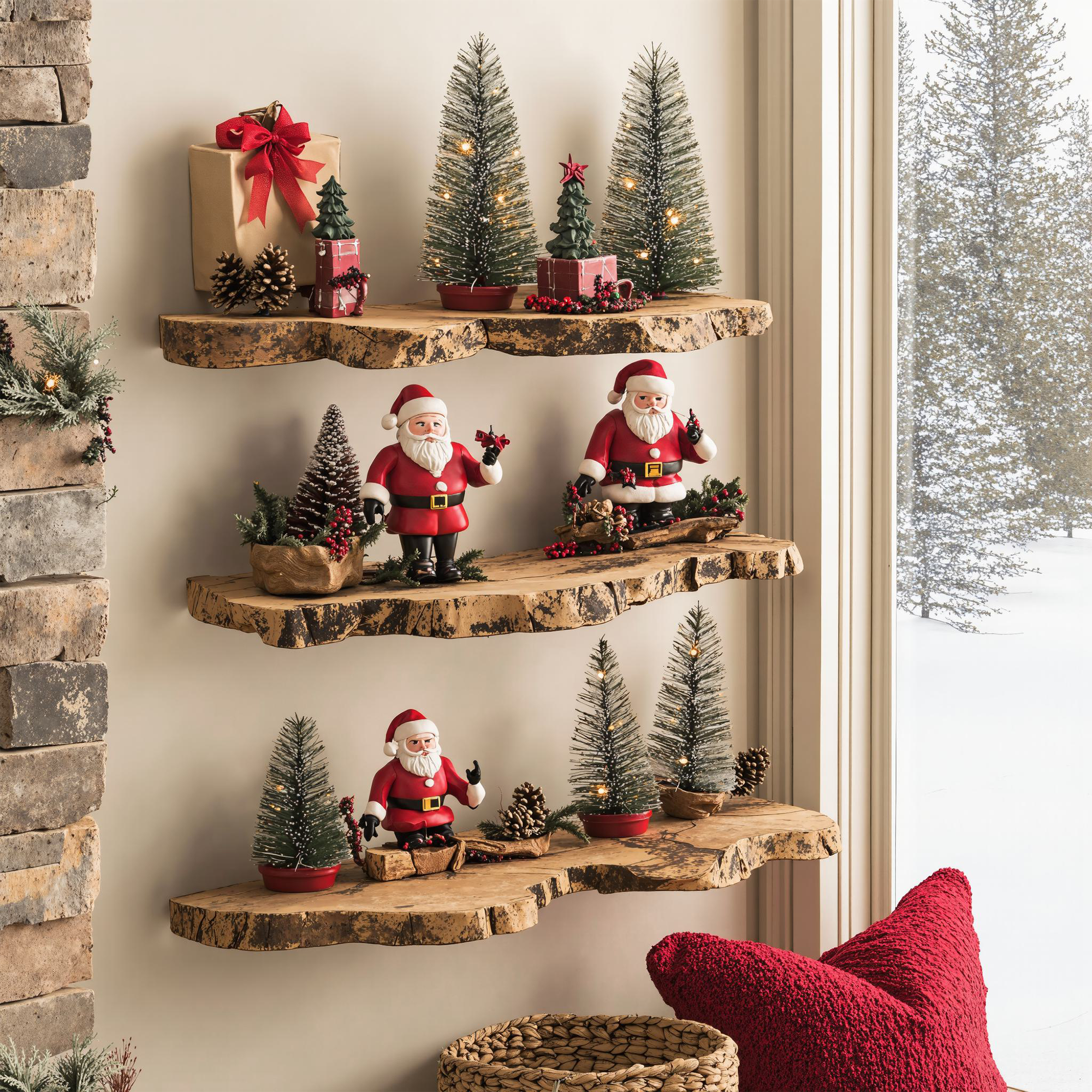 Christmas Live Edge Floating Shelves Xmas Large Foating Shelf SINLCM007