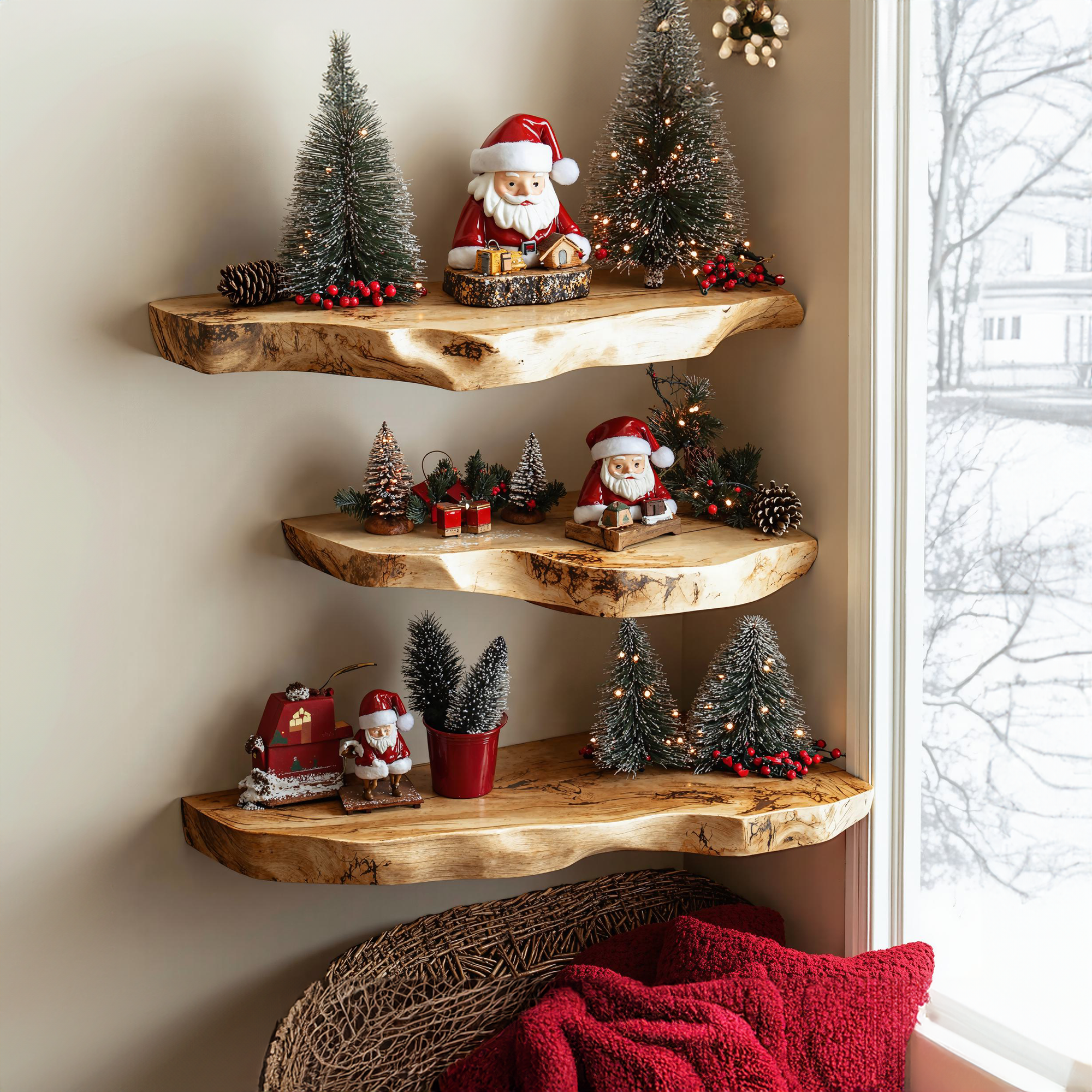 Floating Shelves Live Edge Xmas Floating Shelf Christmas Decor SINLCM009